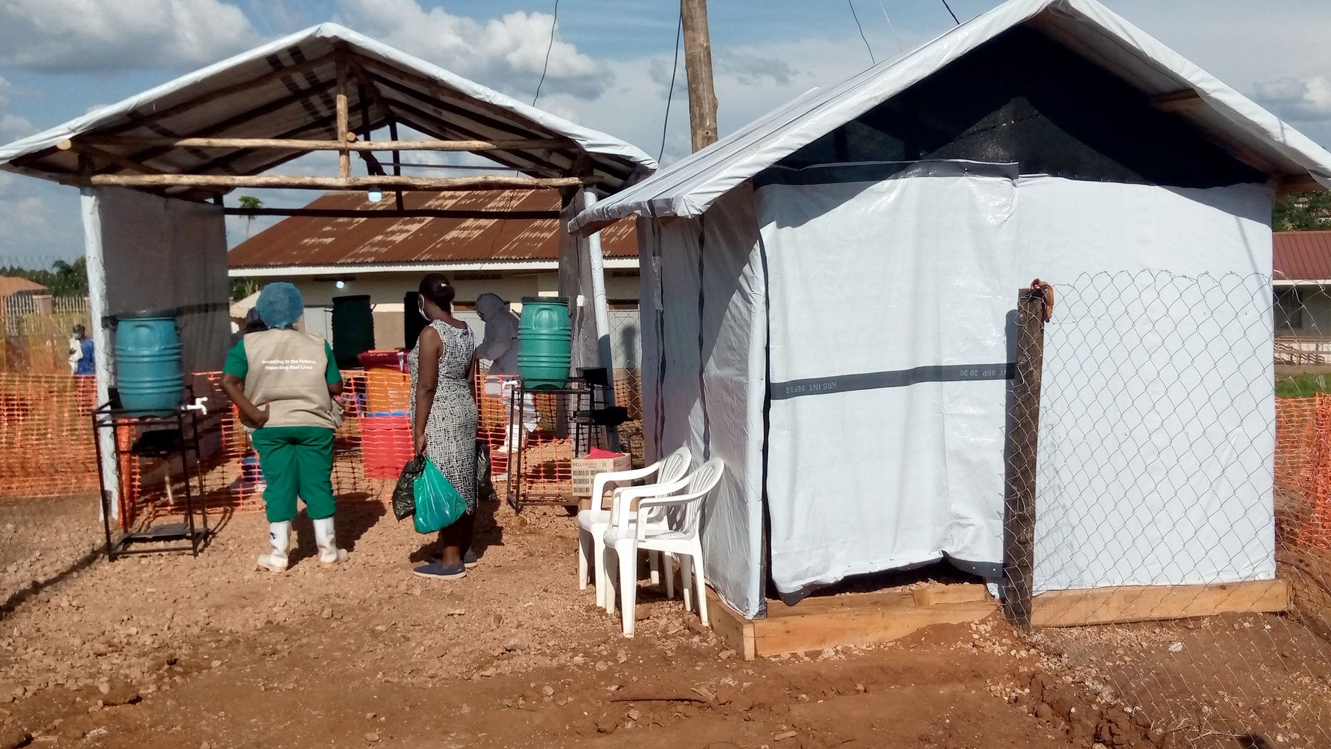 Health workers take measures after 2 patients, who were in quarantine due to outbreak of Ebola, discharged from Mubende Refferal Hospital in Kampala, Uganda on September 30, 2022