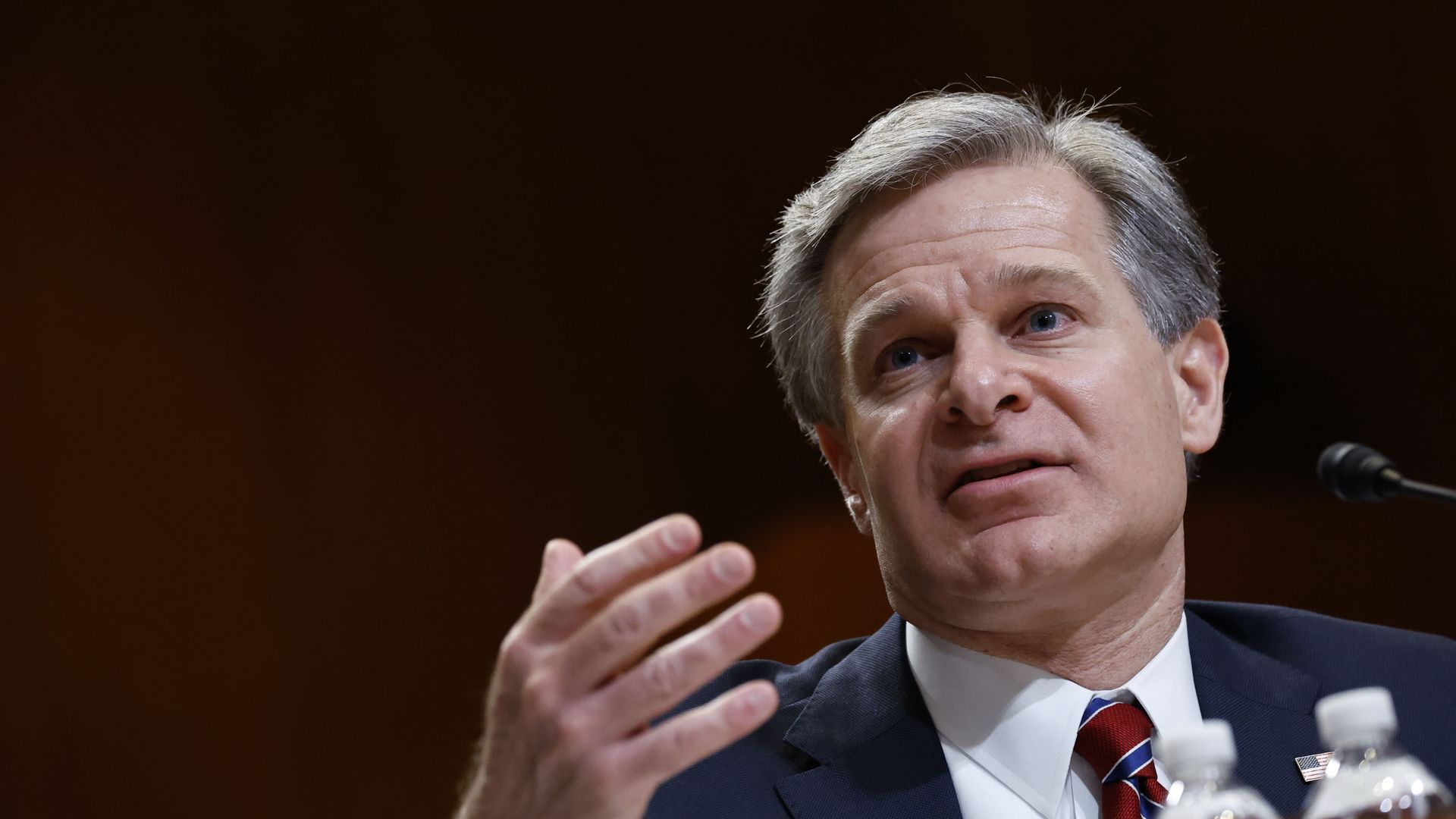 FBI Director Christopher Wray speaks during a Senate Appropriations Subcommittee hearing on the fiscal year 2023 budget for the FBI at the U.S. Capitol on May 25.
