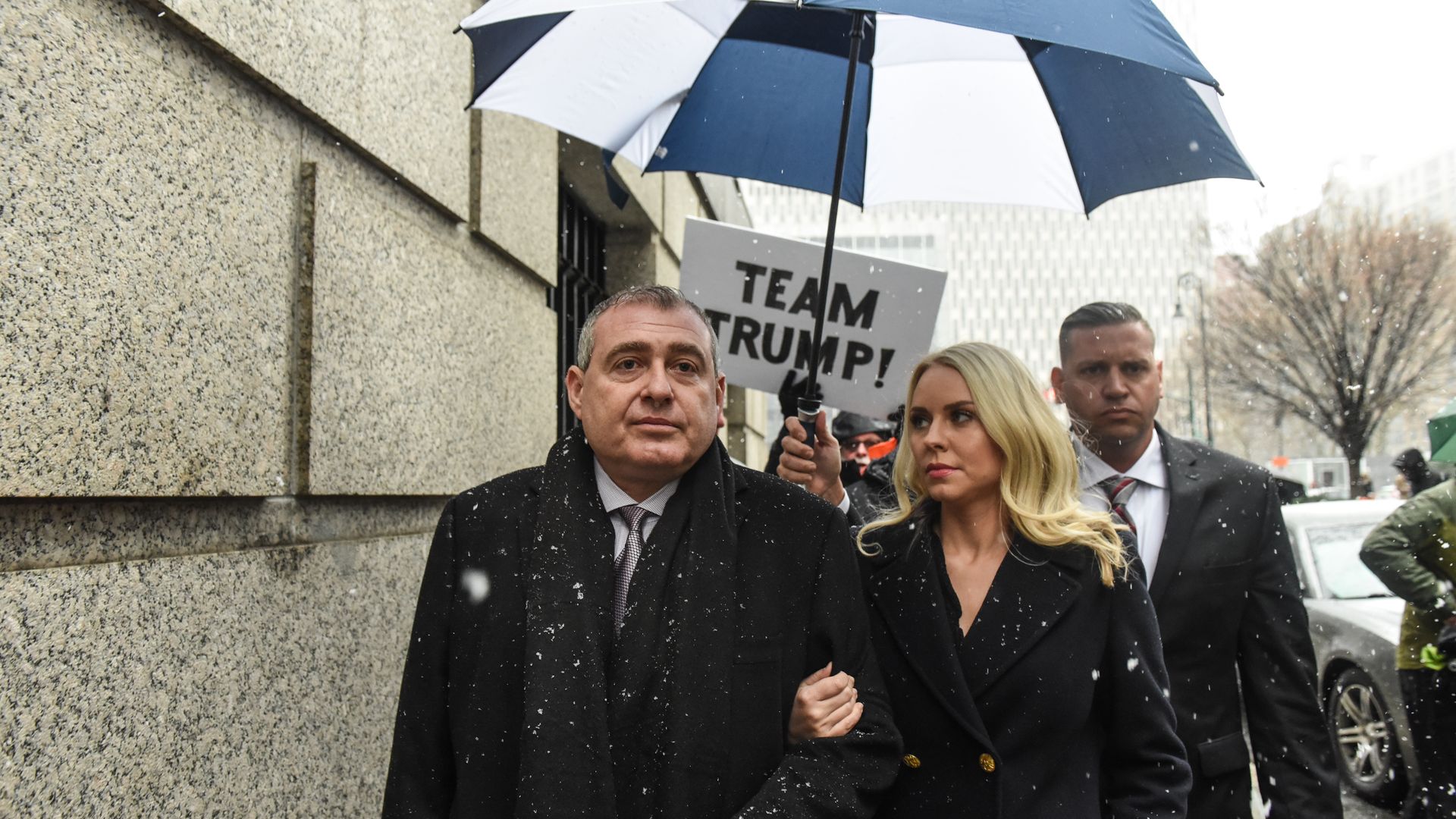 Lev Parnas arrives with his wife Svetlana Parnas at federal court on December 2, 2019 in New York City.