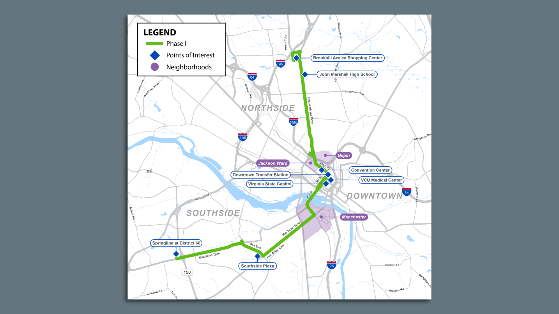 a map of the north-south pulse line 