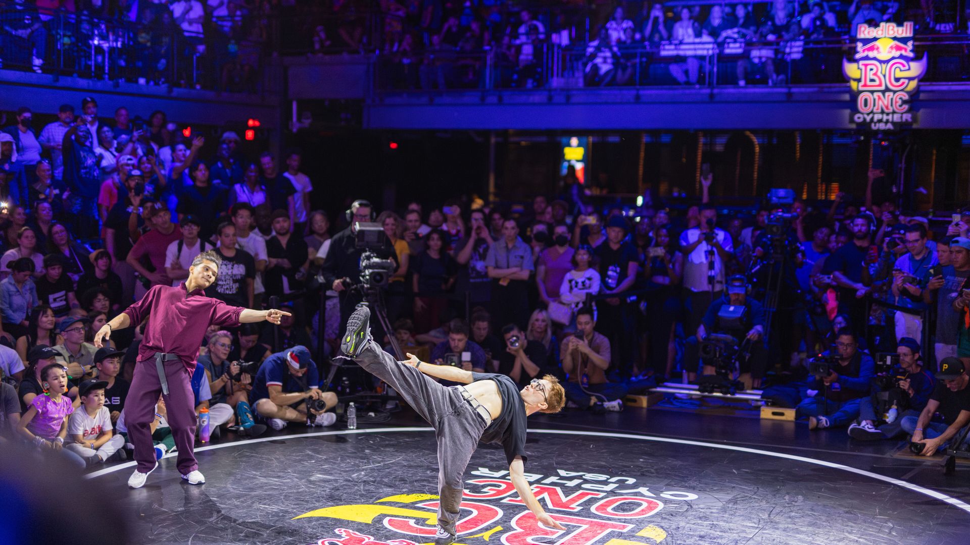 Breakers battle during the 2023 Red Bull BC One USA National Final at The Fillmore in Philadelphia.