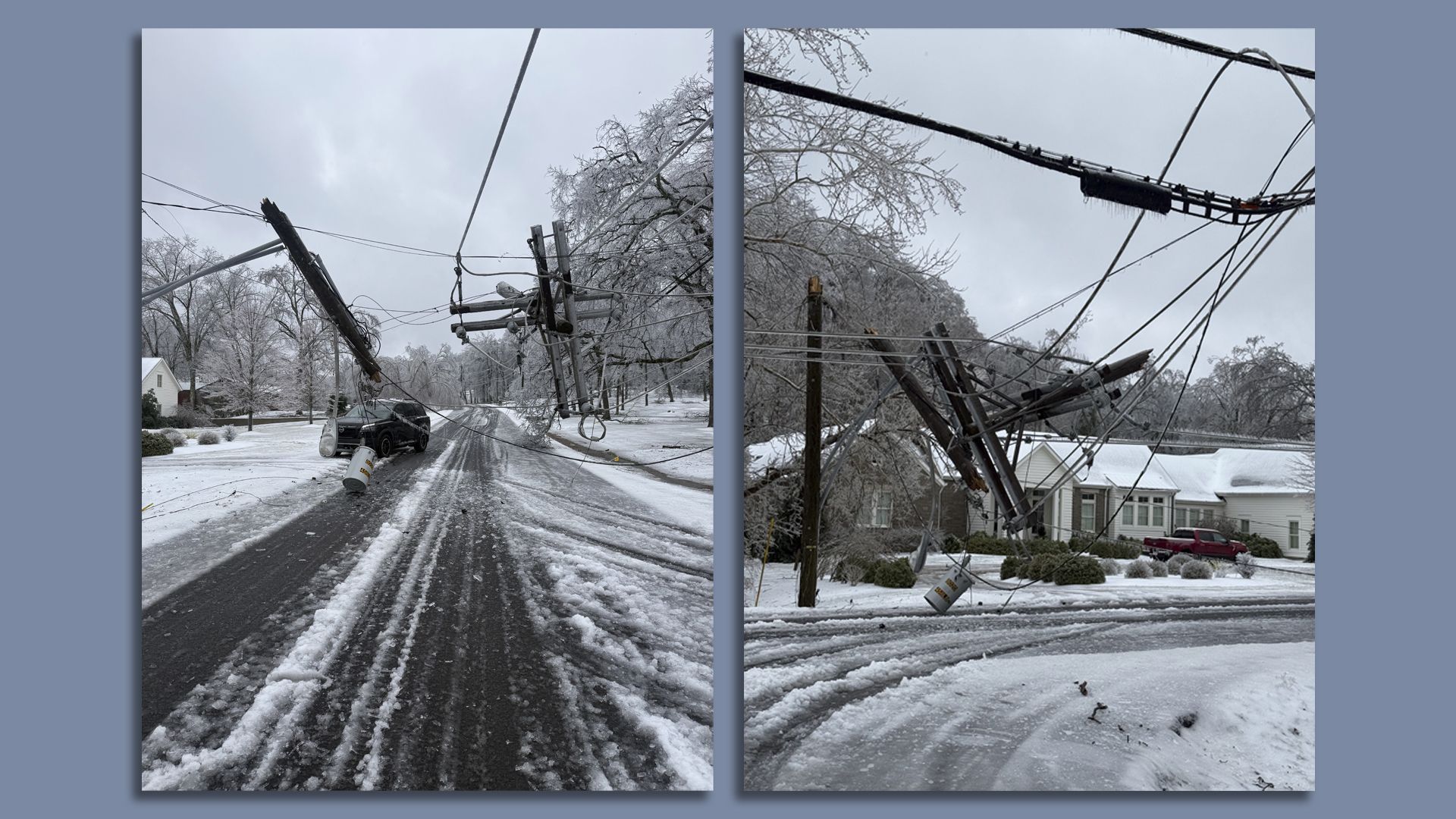Downed branches and power lines in the West Meade area.