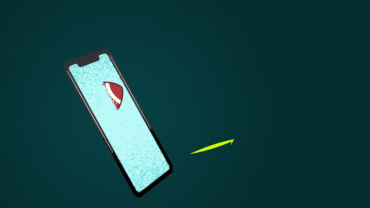 Illustration of a phone with lightning bolts, angry and swearing emojis, dollar signs, basketballs, footballs, baseballs and foam fingers shooting out of the screen.