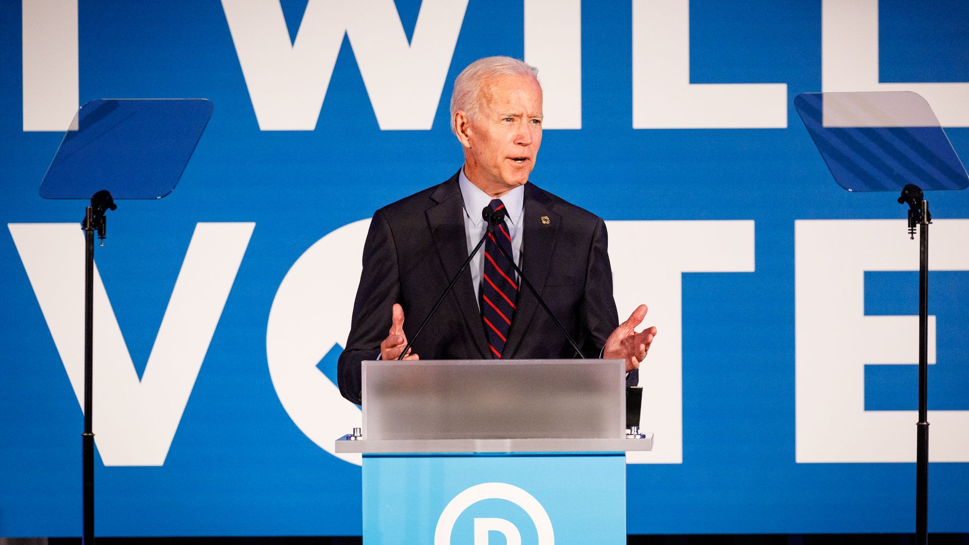 Biden standing at a podium. 