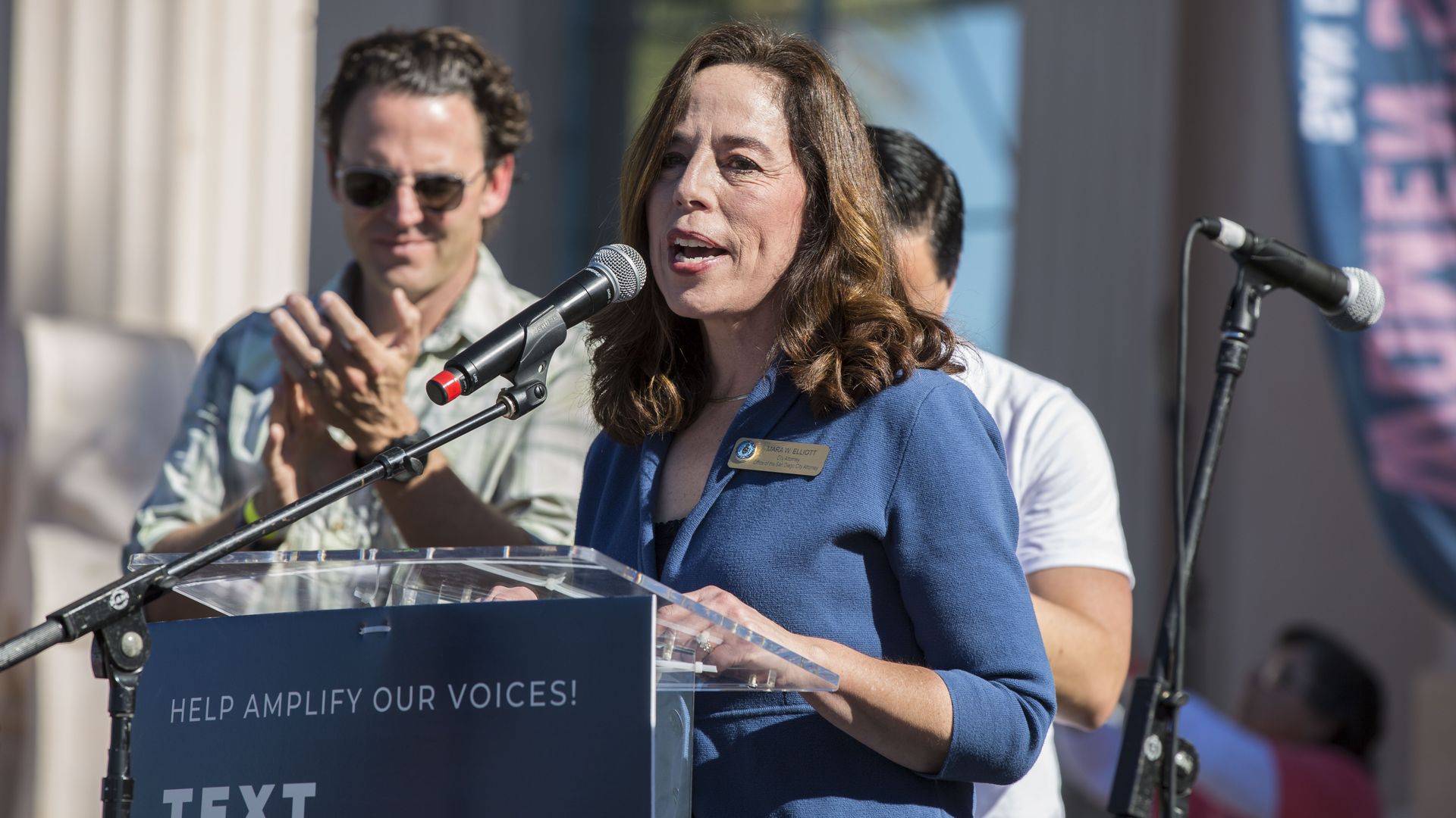City attorney Mara Elliott at the Women's March in 2019