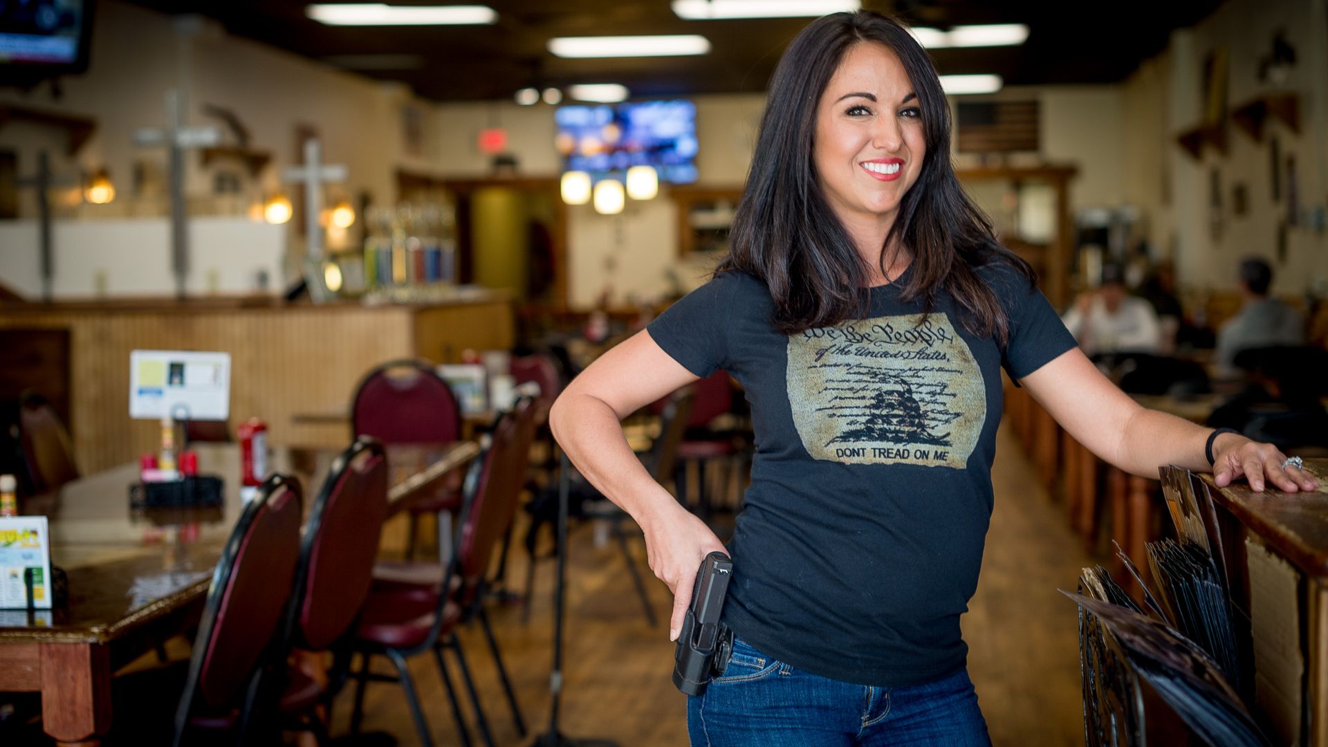Freshman congresswoman Lauren Boebert at the opening of her restaurant in 2013