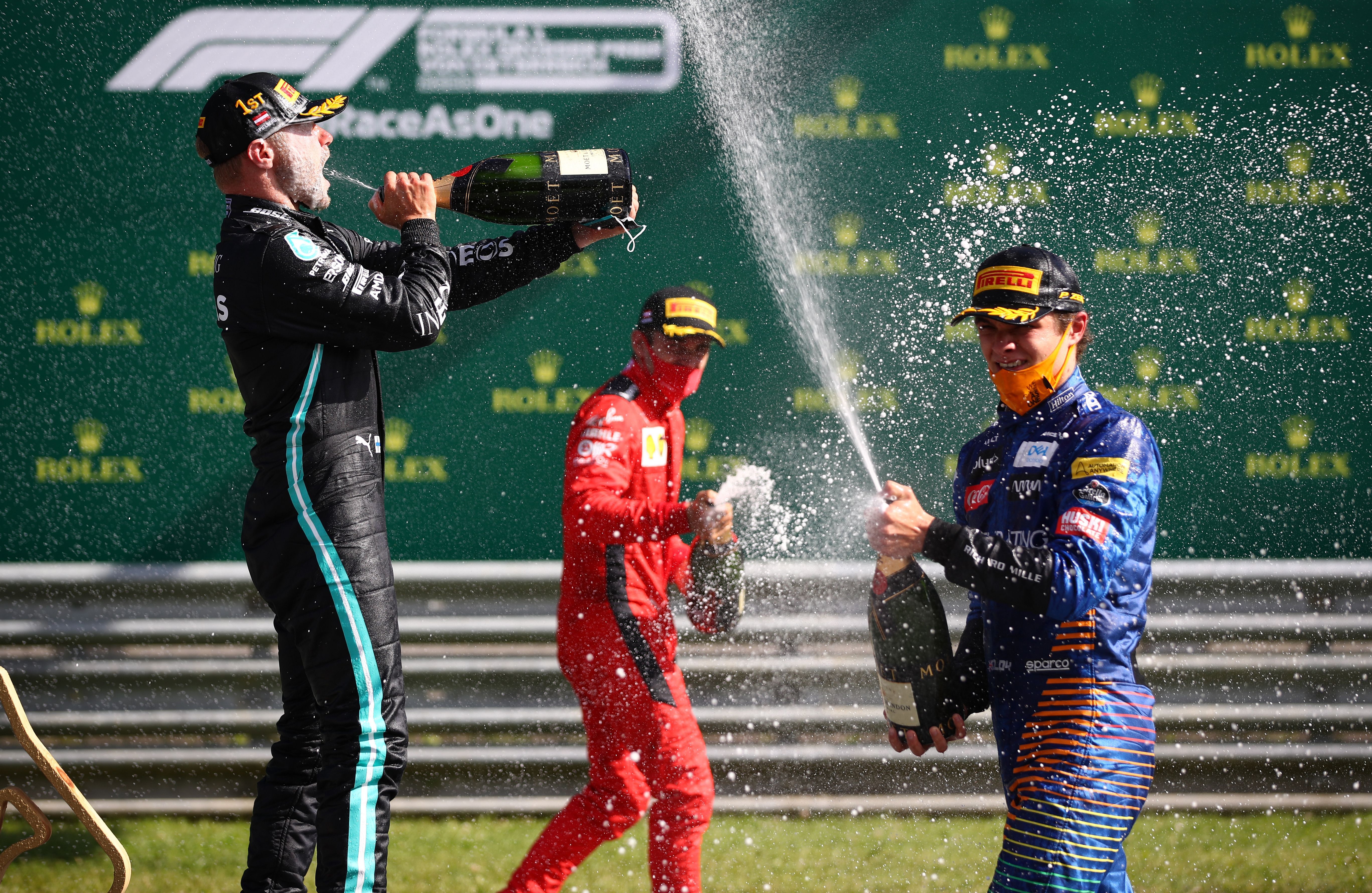Formula 1 drivers celebrating