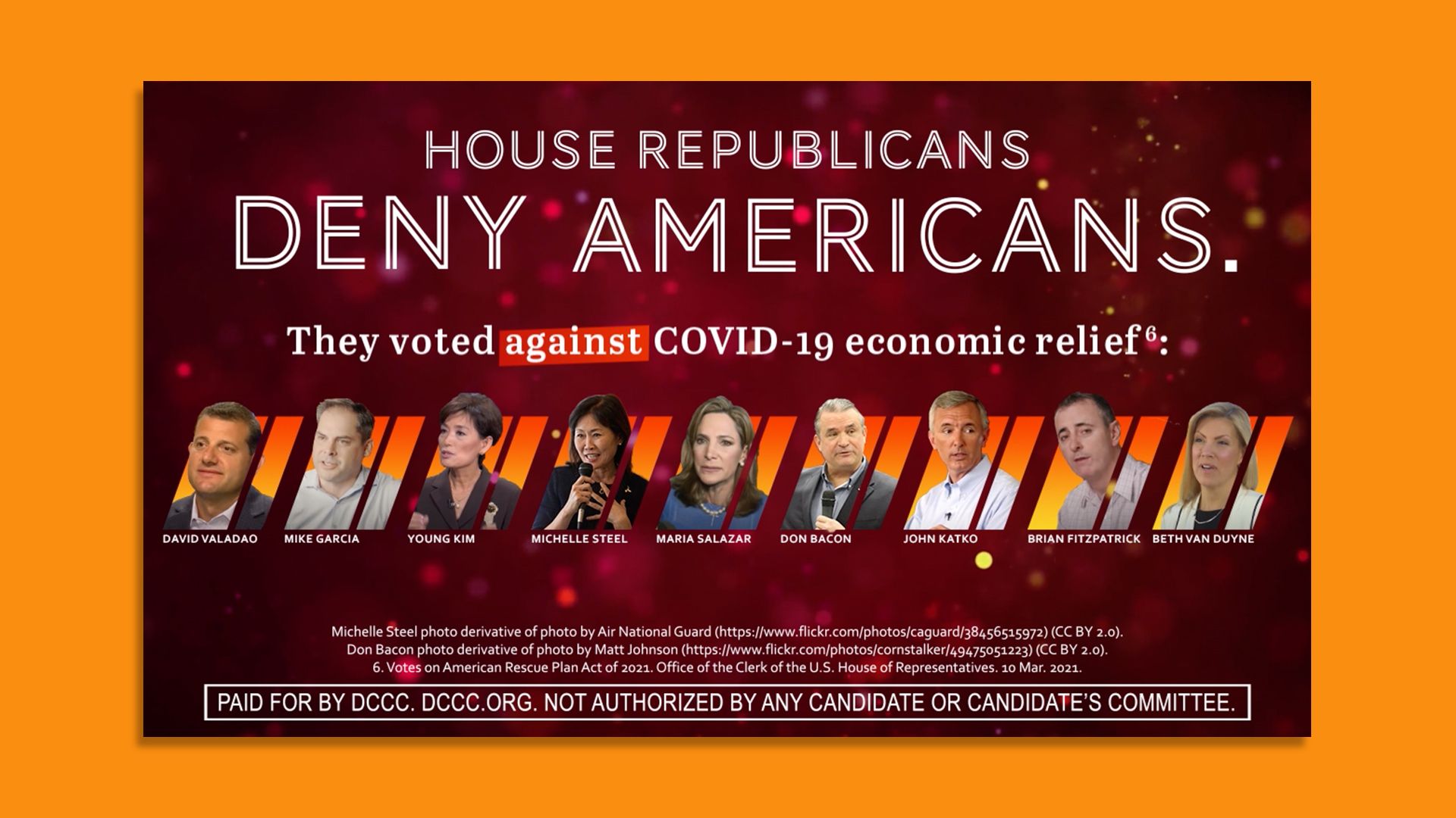 A screenshot shows a Democratic Congressional Campaign Committee ad campaign against House Republicans.