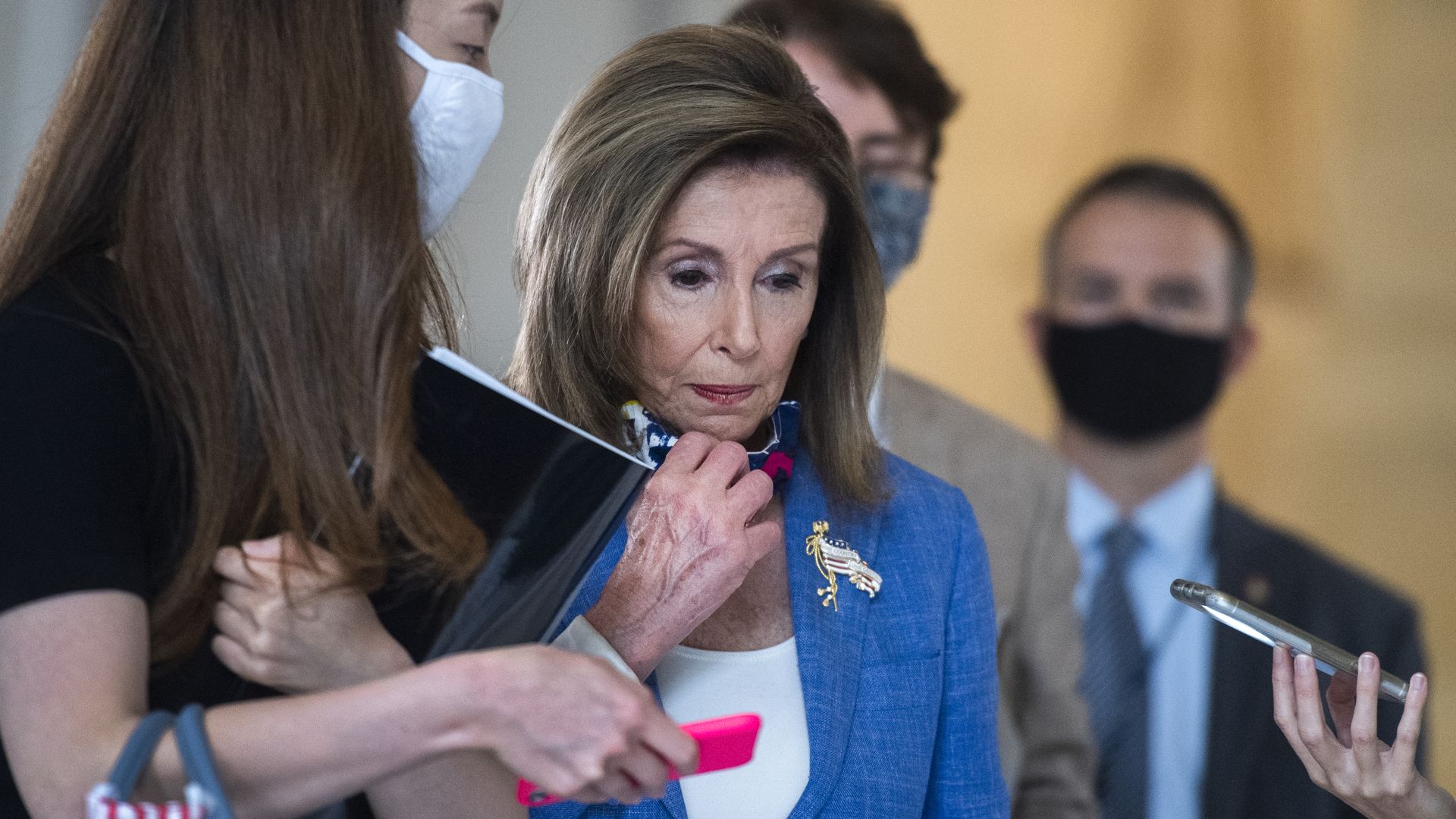 Nancy Pelosi, D-Calif., is pictured after a television interview in Russell Building on Friday, August 14