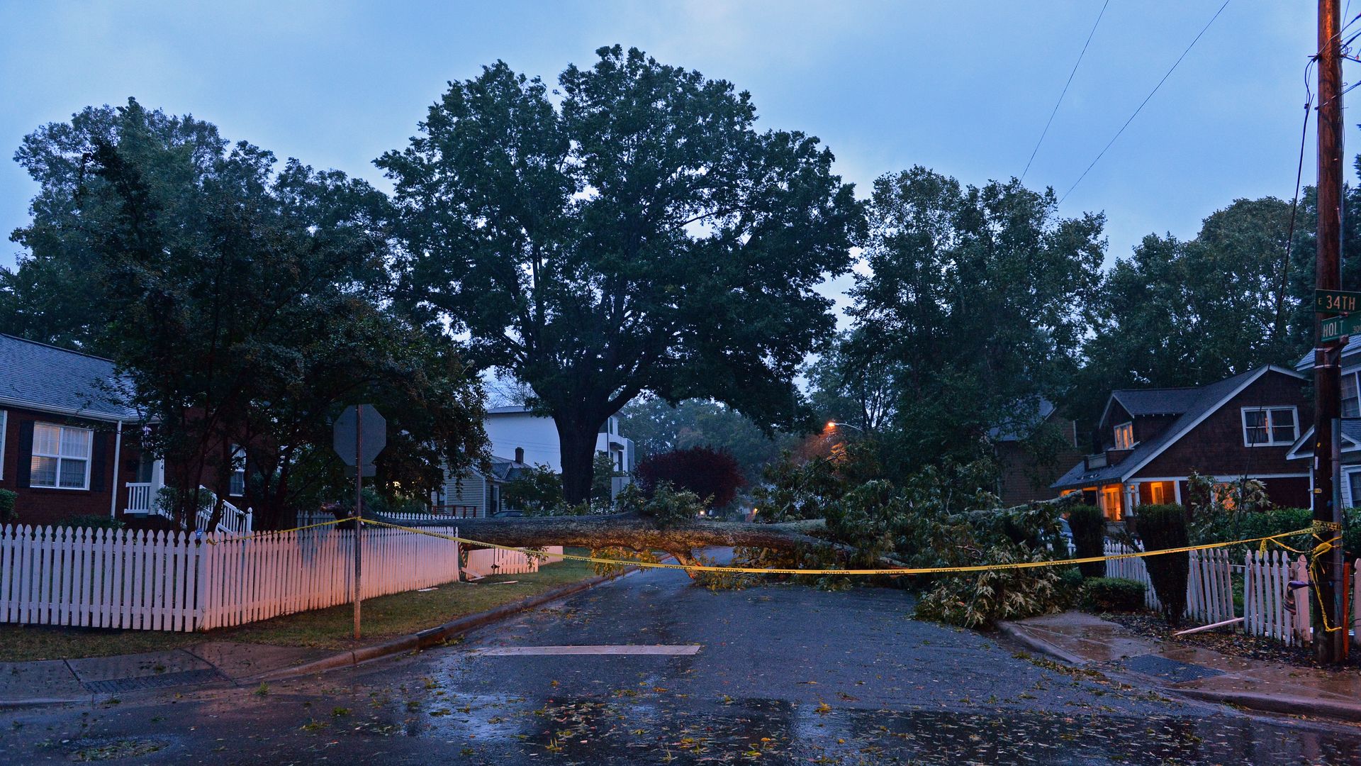 Storm damage outside in North Carolina after Ian