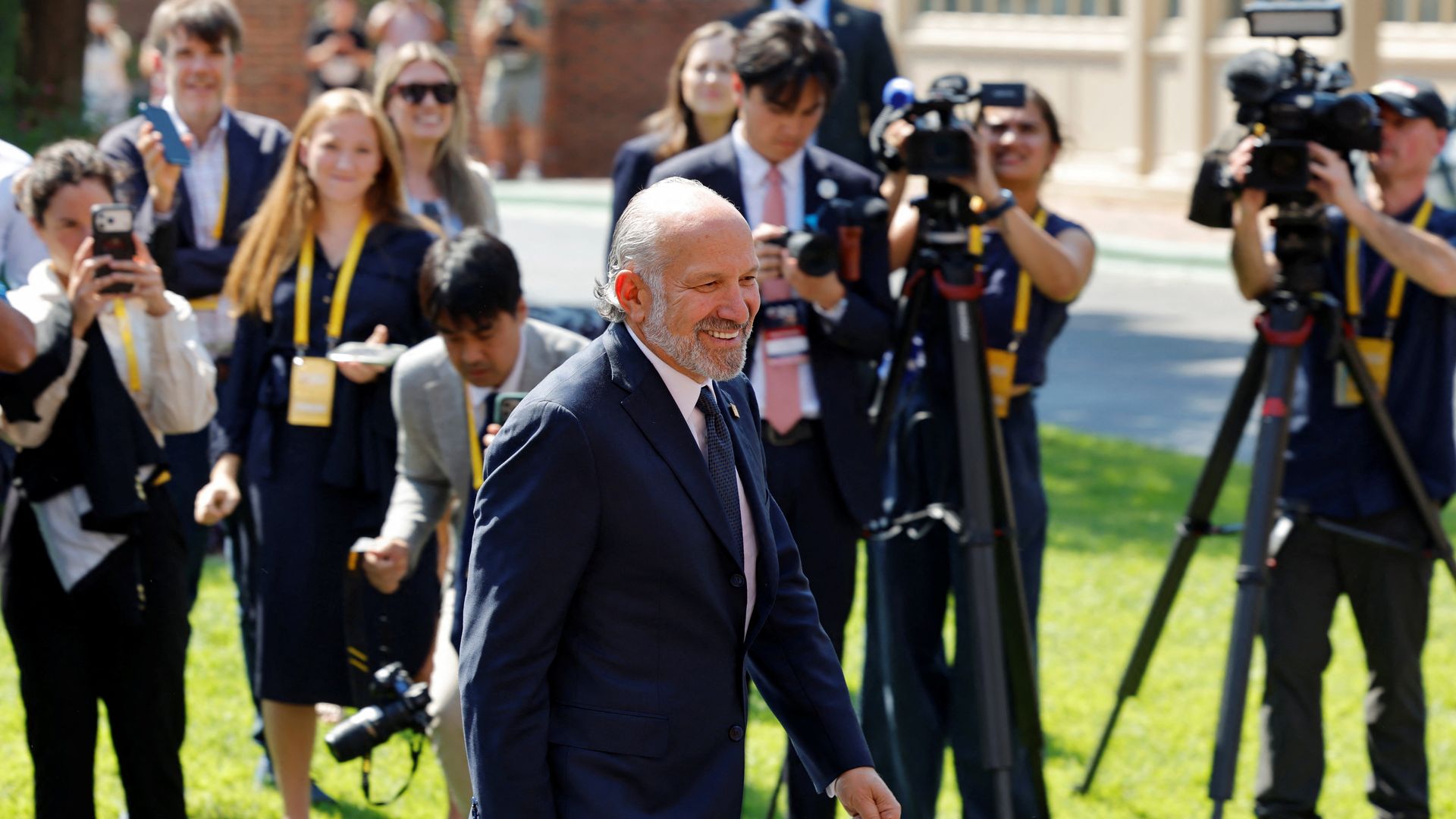 Secretary of Commerce Howard Lutnick arrives at the G20 innovation summit in Chapel Hill, N.C., yesterday. Photo: Jonathan Drake/Reuters
