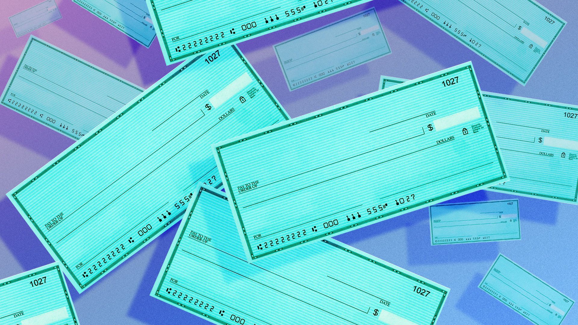 Illustration of checks falling 