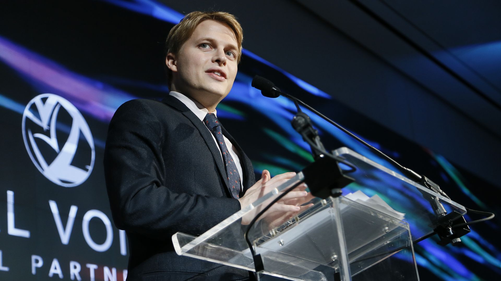 Ronan Farrow speaks on stage during Vital Voices Global Partnership: 2017 Voices Against Solidarity Awards. 