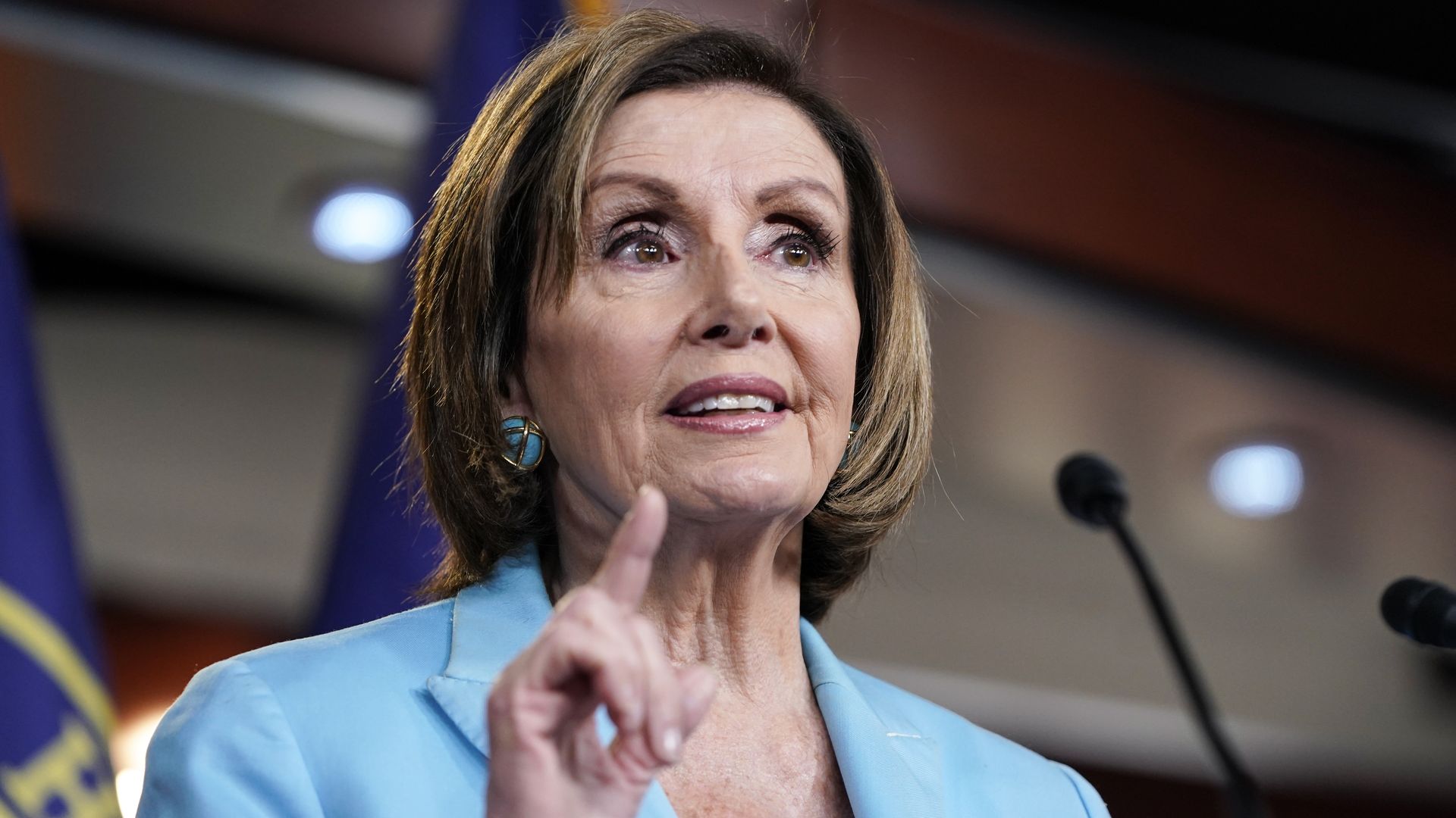 Nancy Pelosi speaking during a press conference on June 17.