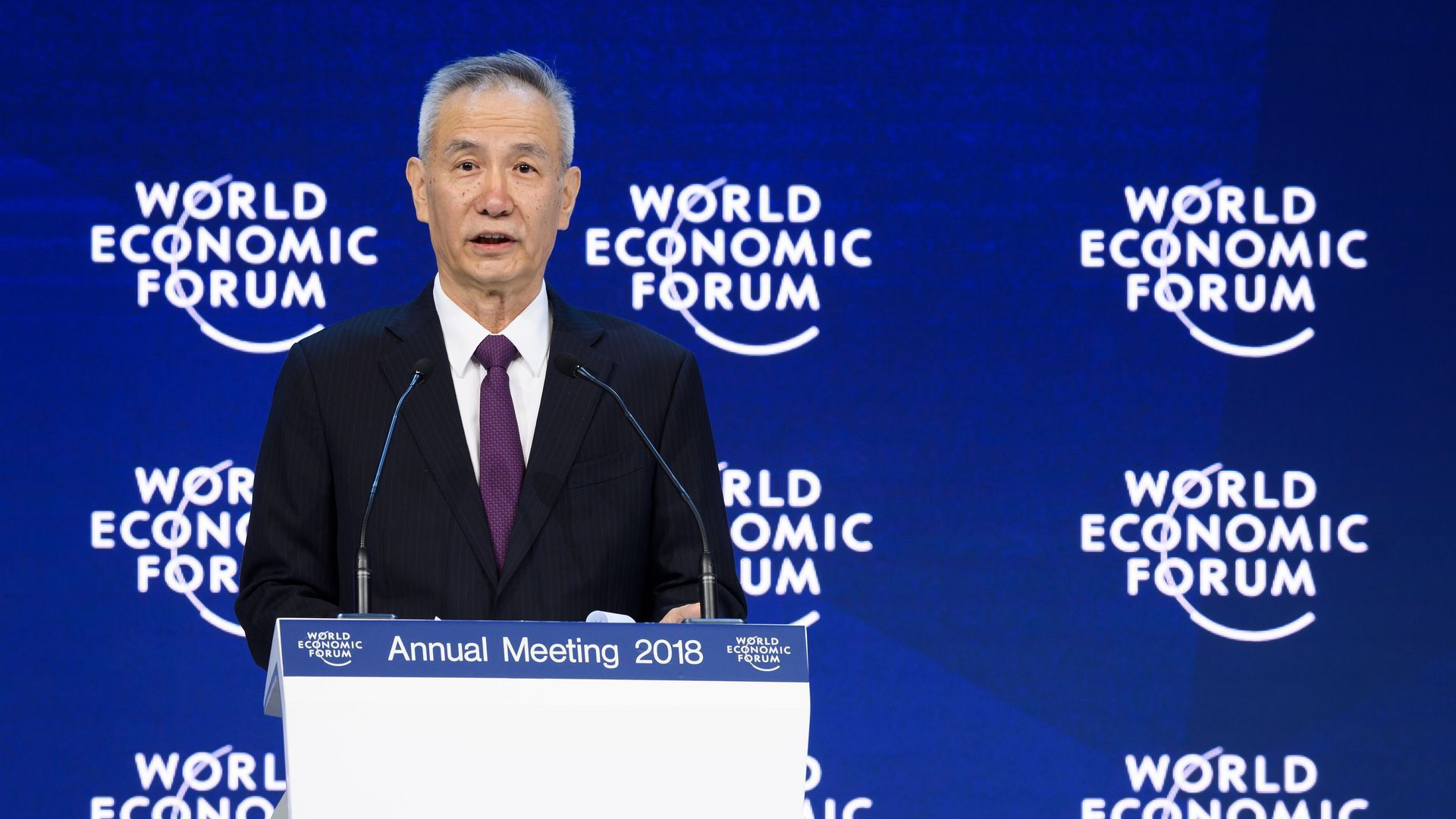 Liu He at a podium