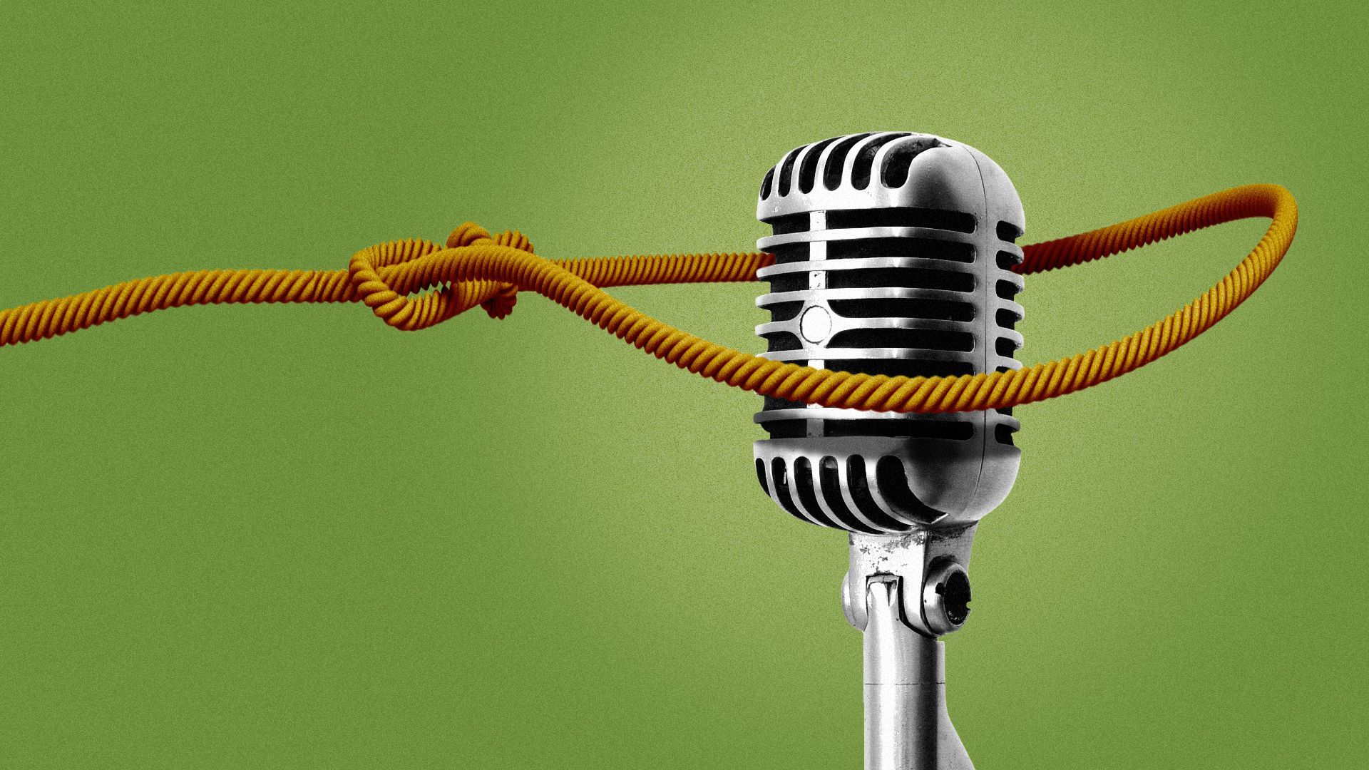Illustration of a lasso around a microphone.