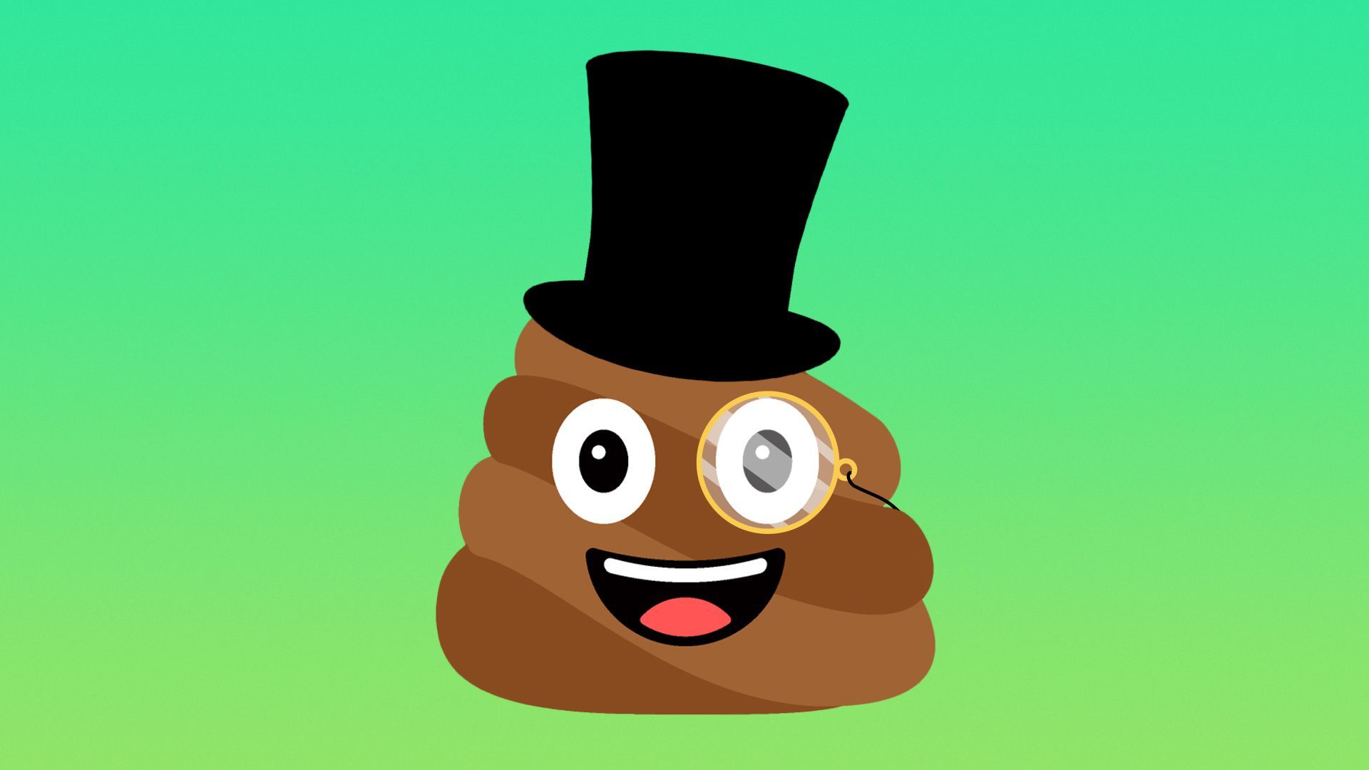 Illustration of the poop emoji wearing a top hat and monocle.