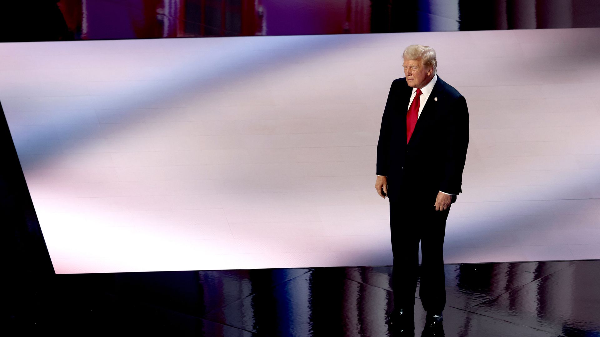 Former US President Donald Trump arrives to speak during the Republican National Convention (RNC) at the Fiserv Forum in Milwaukee, Wisconsin, US, on Thursday, July 18, 2024. The RNC chairman warned against complacency when his party concludes its official nominating jamboree this week with polls pr
