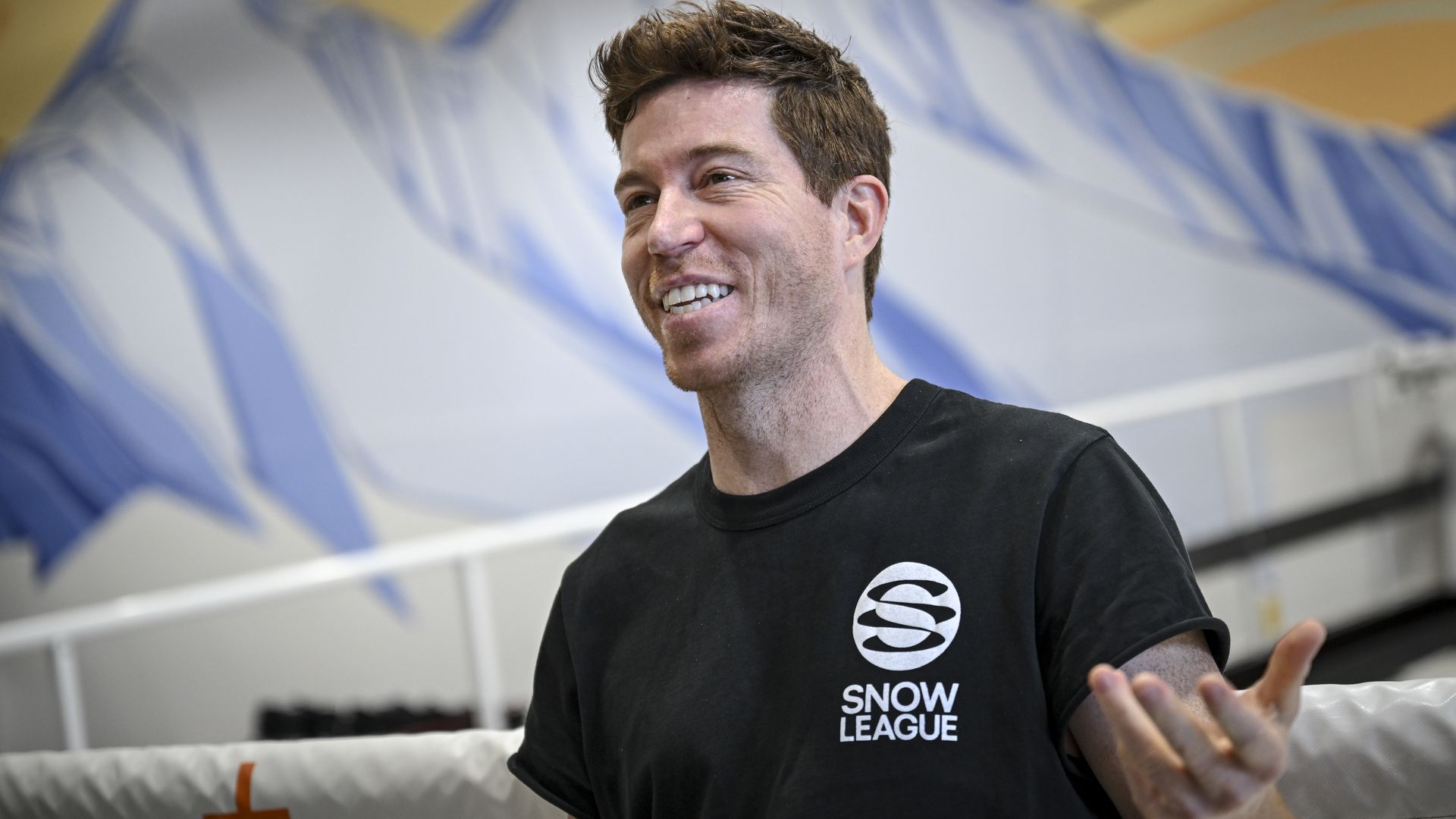 Shaun White speaks at SNÖBAHN Action Sports Center in Thornton. Photo: AAron Ontiveroz/The Denver Post