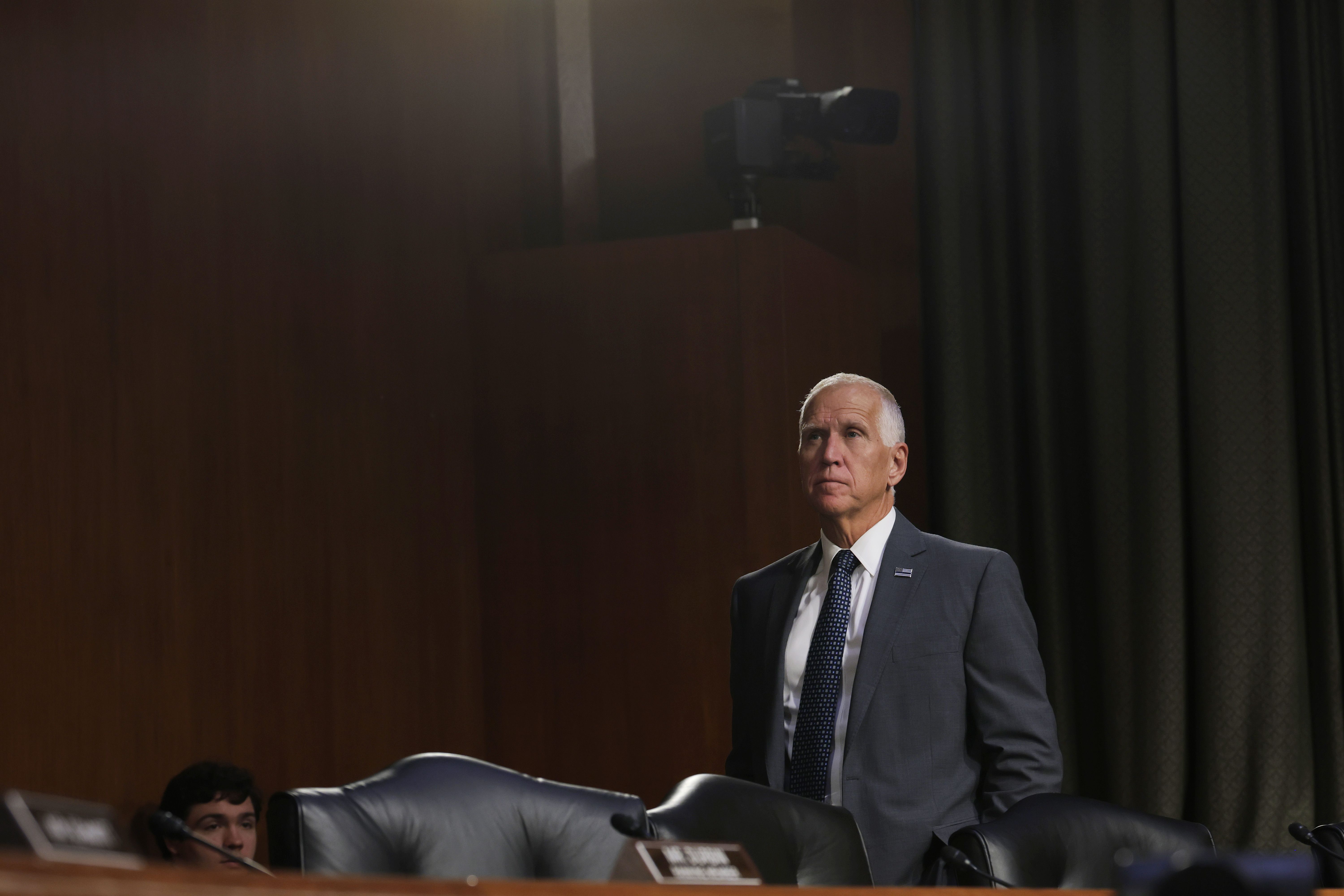 U.S. Sen. Thom Tillis (R-NC) listens during a Senate Judiciary Hearing on June 18, 2025 in Washington, DC. Republican Senate committee members held the hearing to discuss the alleged cover up of former U.S. President Joe Biden's health and decline. (Photo by Anna Moneymaker/Getty Images)