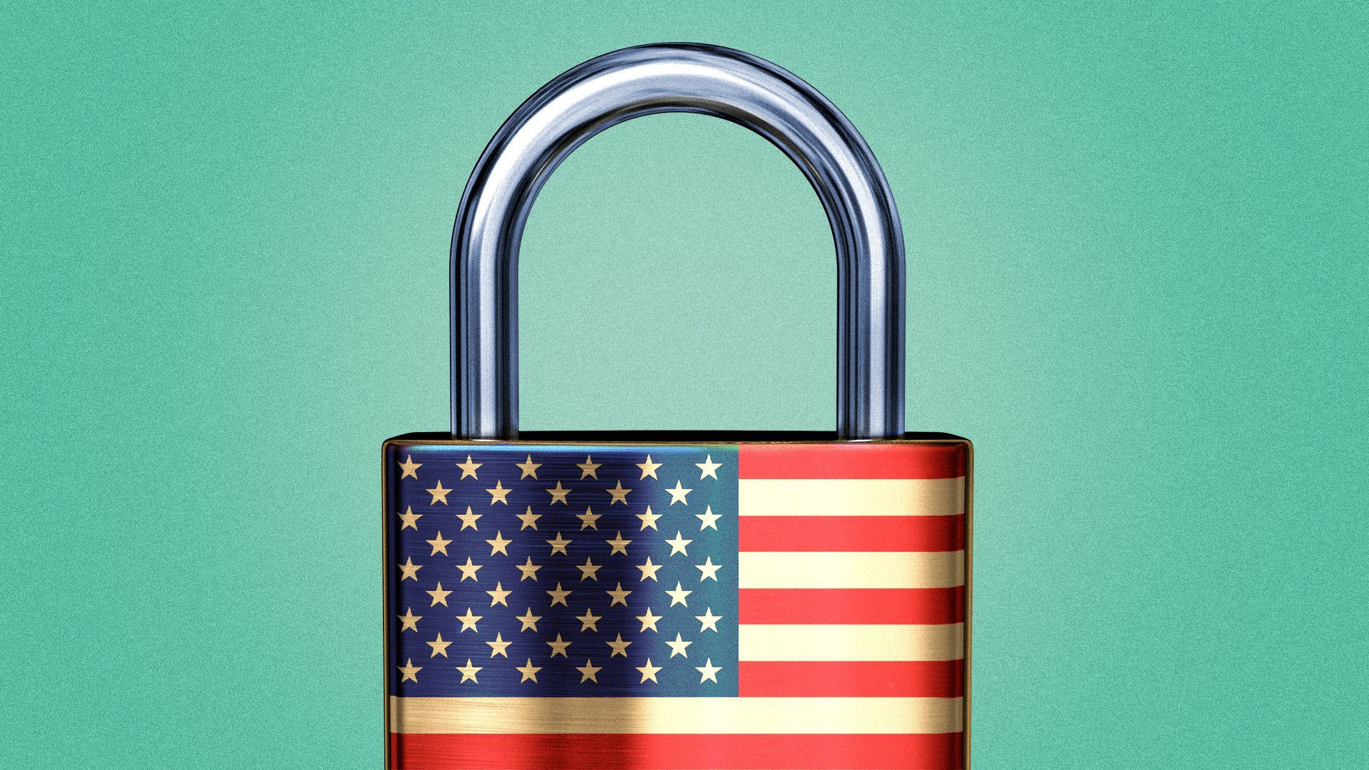 Illustration of a padlock with an overlay of the US flag.