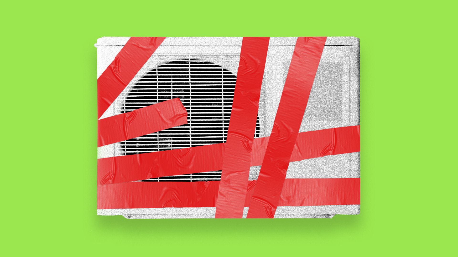 Air conditioner wrapped in red tape