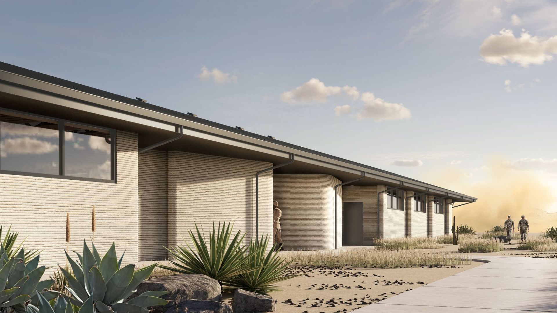 A rendering of military barrcks.