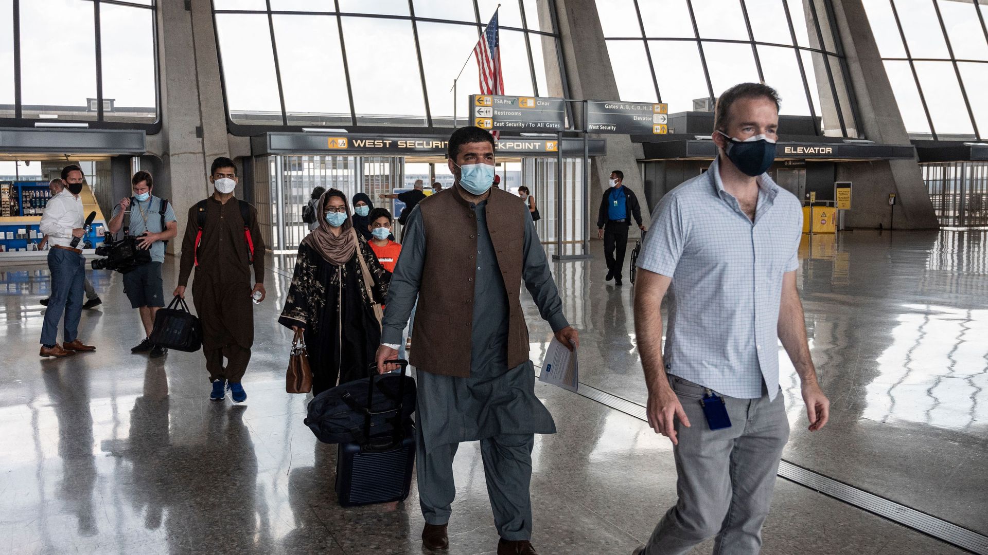 Afghan refugees at airport