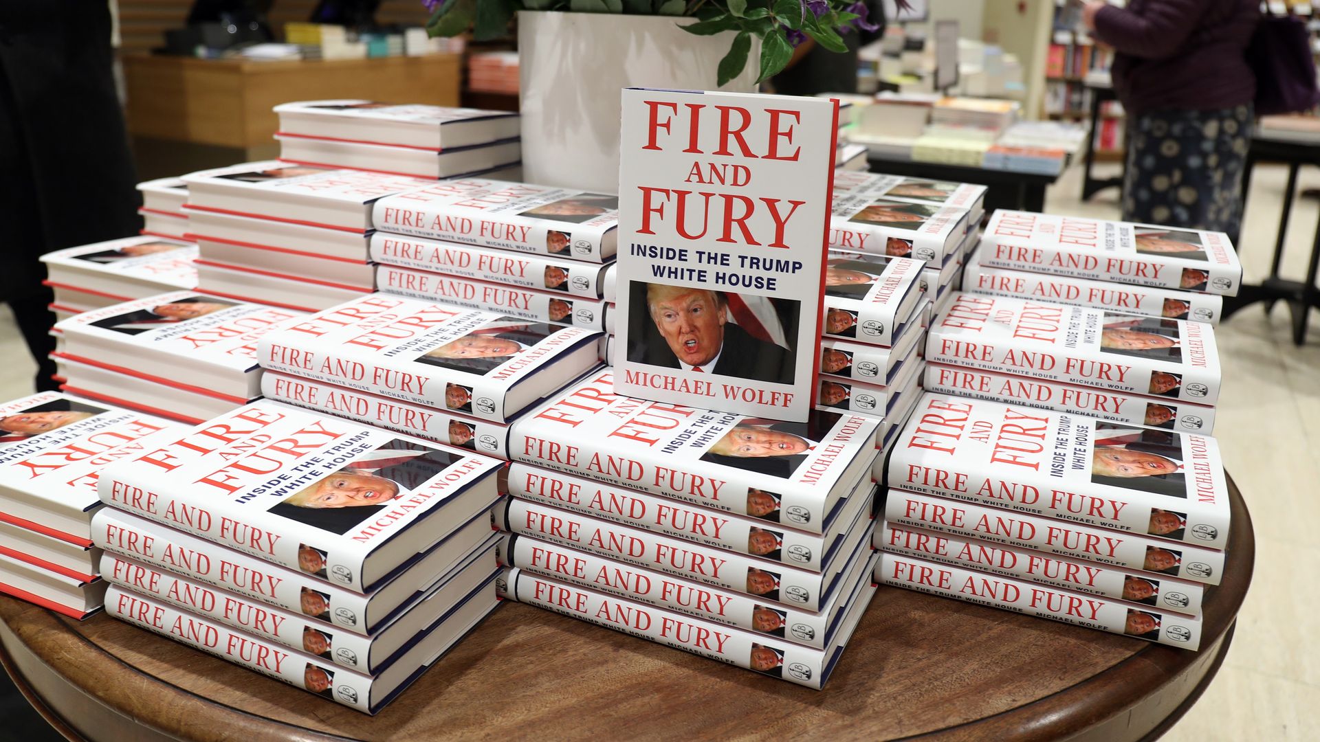  An in-store display at Waterstone's Piccadilly shows copies of one of the UK's first consignments of 'Fire and Fury'