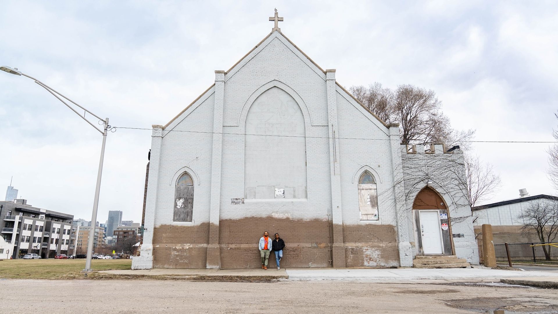 Photo of a church painted white 