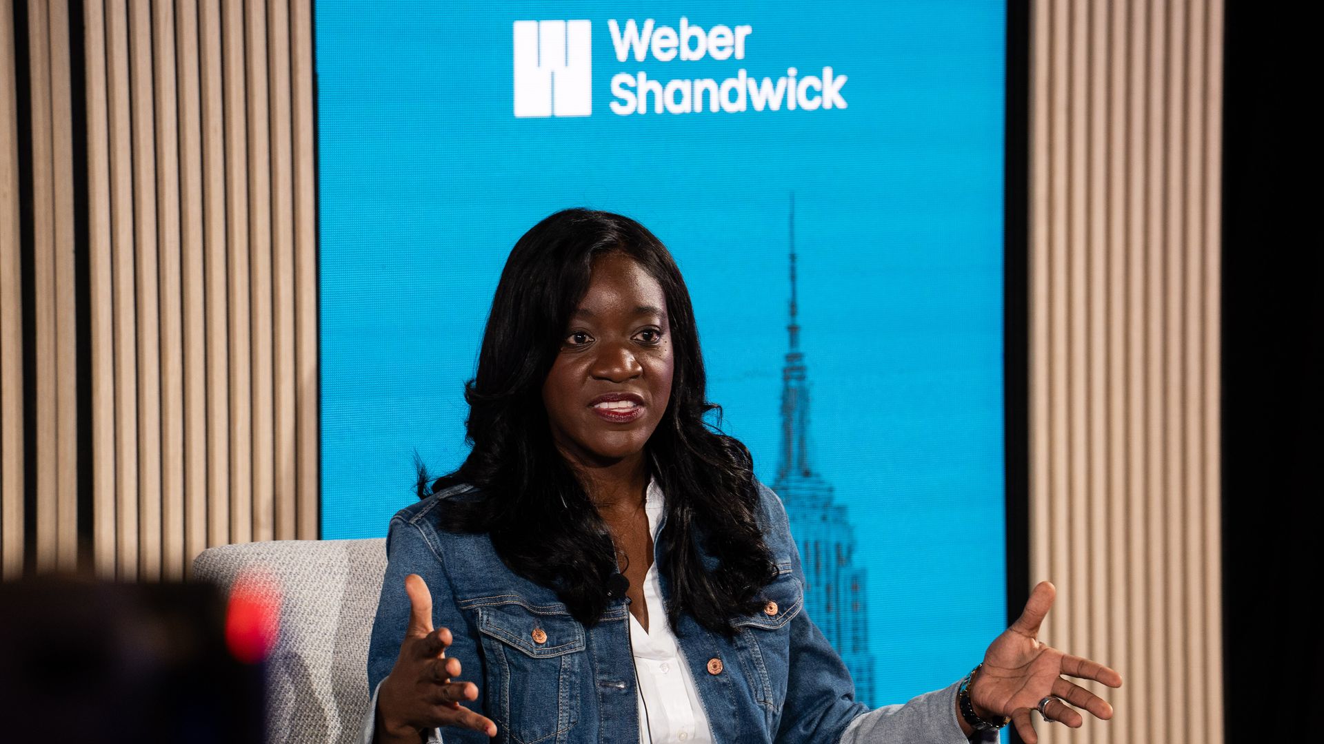 GAP Inc's Mame Annan-Brown on stage at Axios House. 