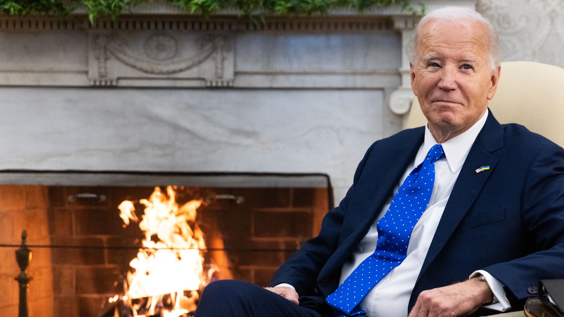 Joe Biden during a meeting with Olaf Scholz, Germany's chancellor, not pictured, in the Oval Office of the White House in Washington, DC, US, on Friday, Feb. 9
