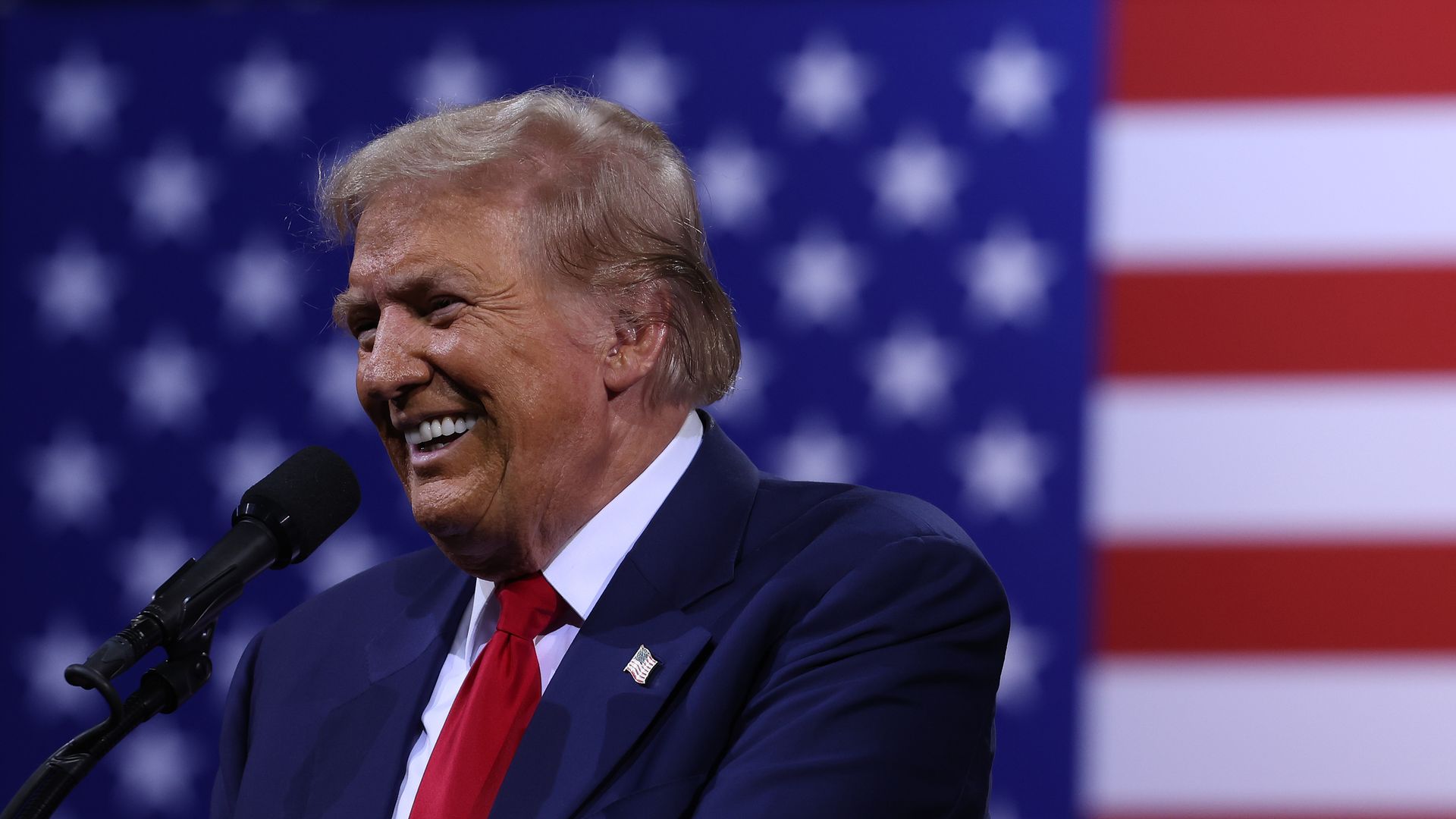 Republican presidential nominee, former U.S. President Donald Trump, speaks during a campaign event at the Linda Ronstadt Music Hall on September 12, 2024 in Tucson, Arizona. Former President Donald Trump held a campaign event to speak on the economy. (Photo by Justin Sullivan/Getty Images)