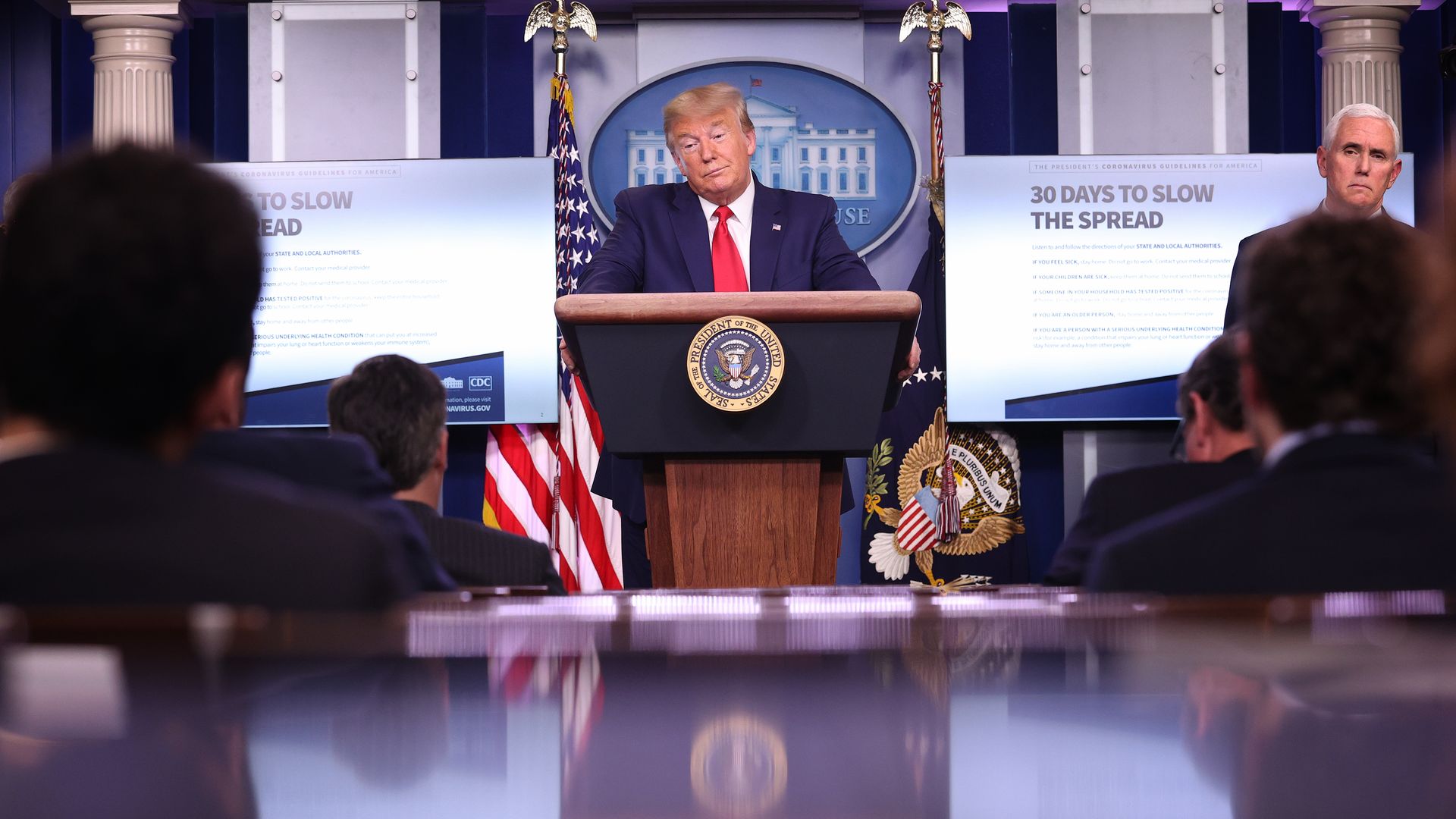 Trump at a press briefing