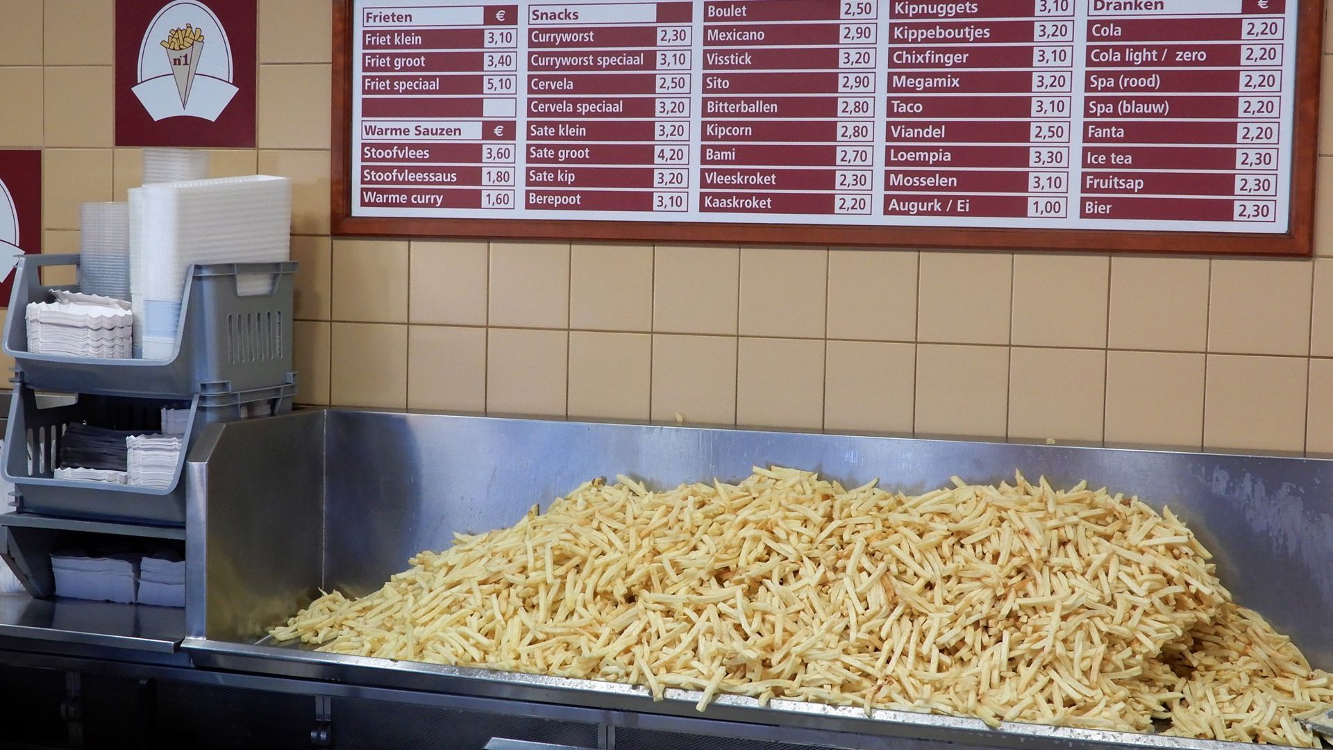 A mound of french fries in Antwerp in happier times. Photo: Barrie Fanton/Education Images/Universal Images Group via Getty Images
