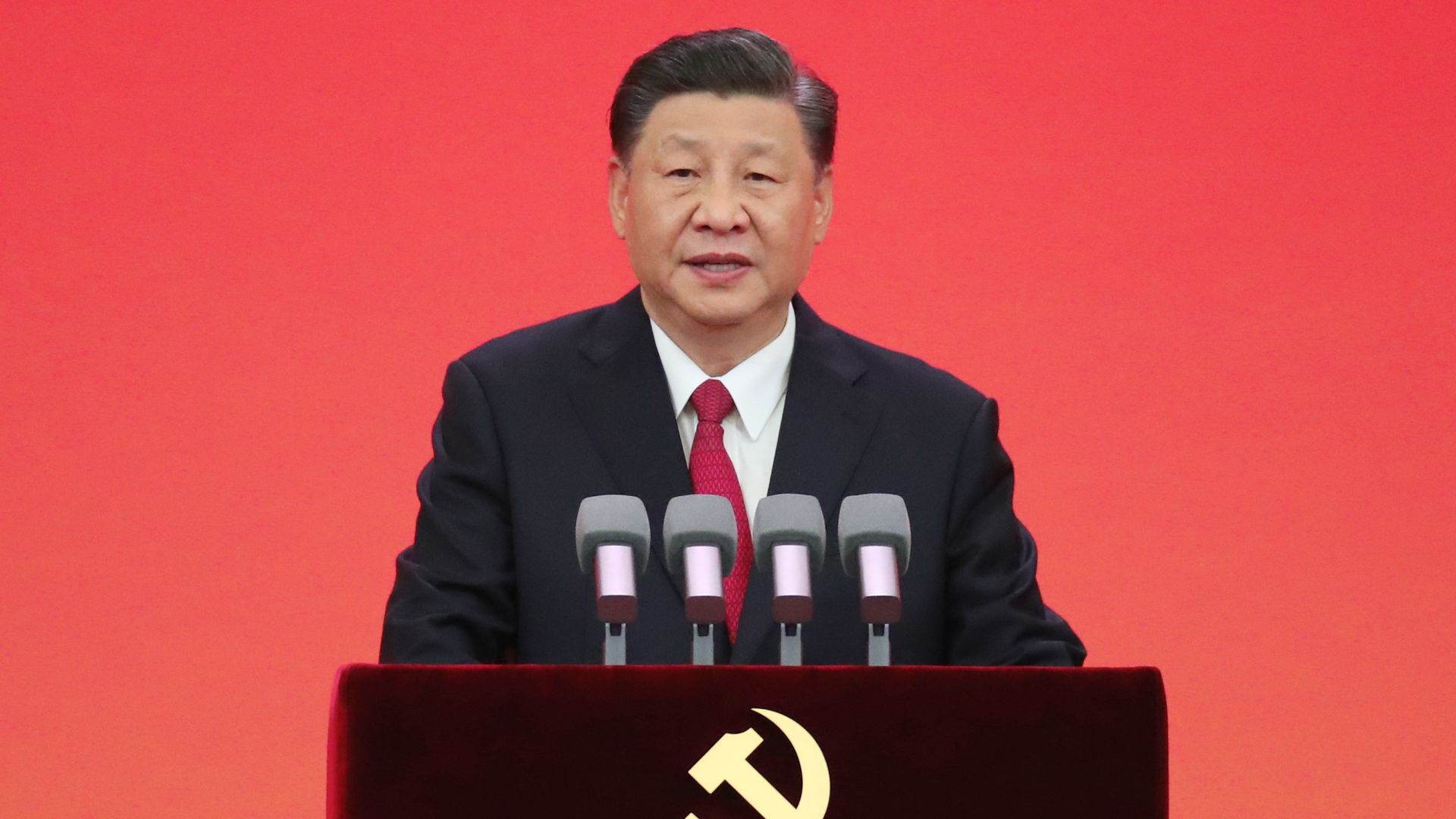 Chinese President Xi Jinping delivers a speech in July in Beijing