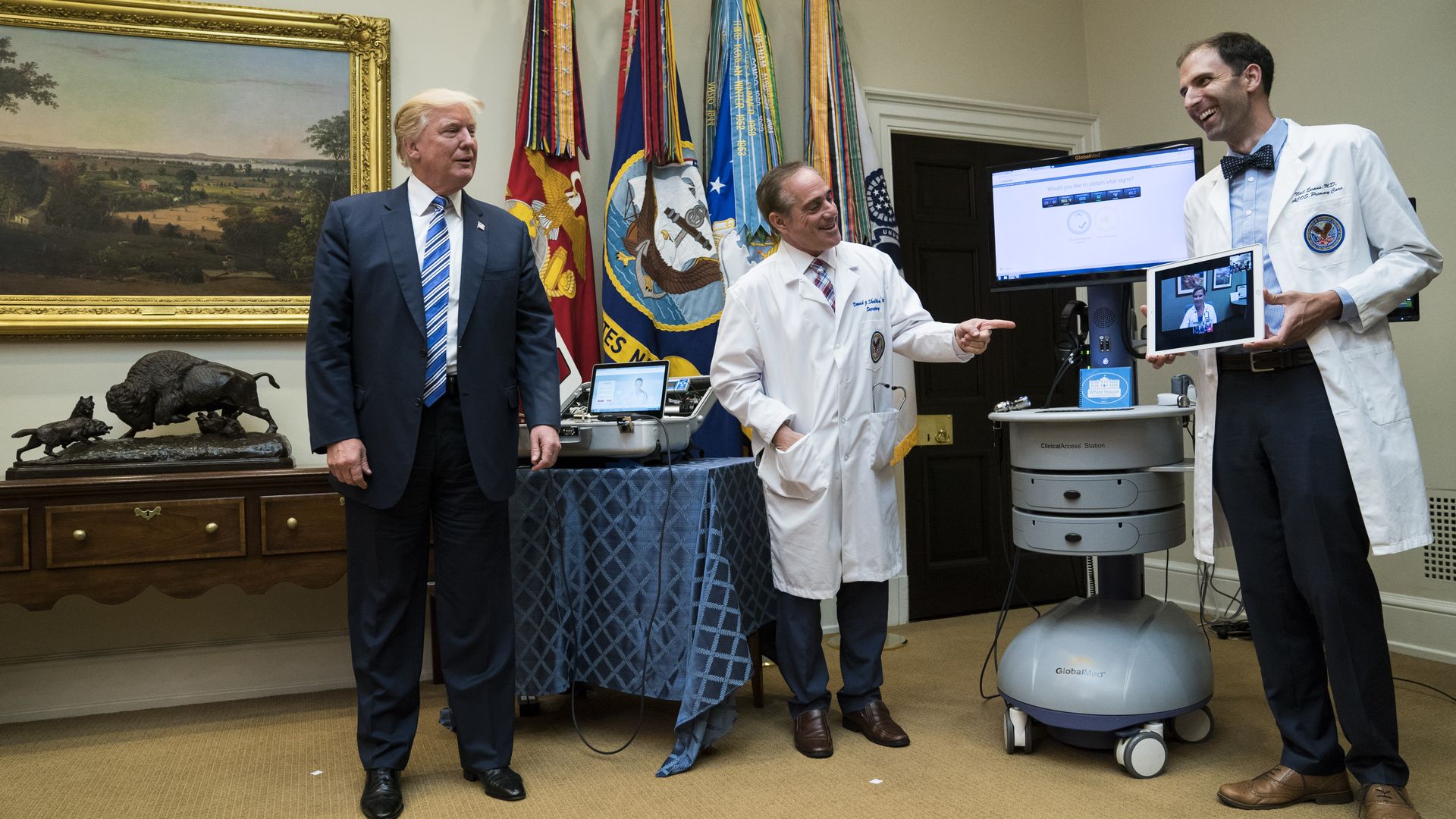 President Trump and doctors discussing telehealth benefits