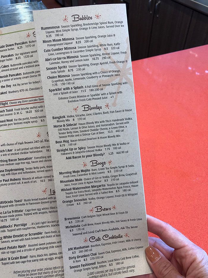 Snooze am sales eatery menu