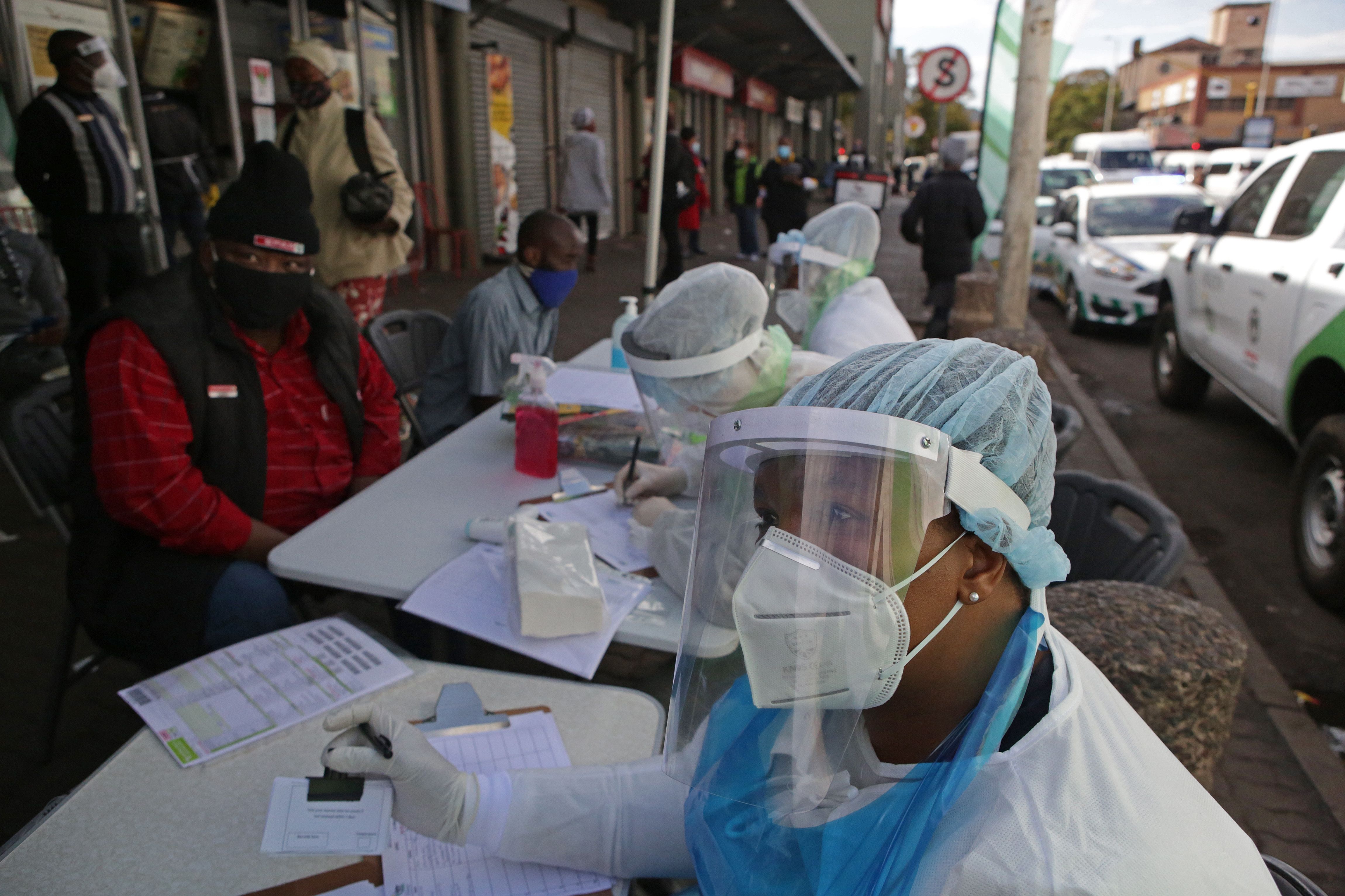 A City of Tshwane Health official testing for the COVID-19 coronavirus at the Bloed Street Mall in Pretoria Central Business District, on June 11