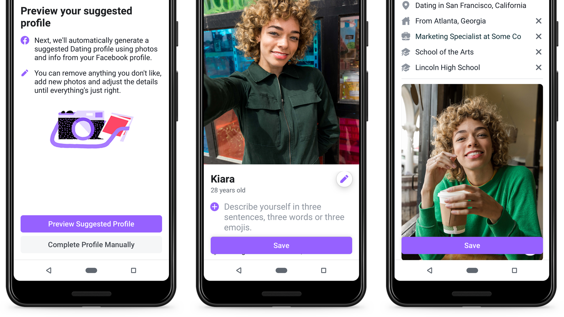 Screenshots of messages on Facebook Dating