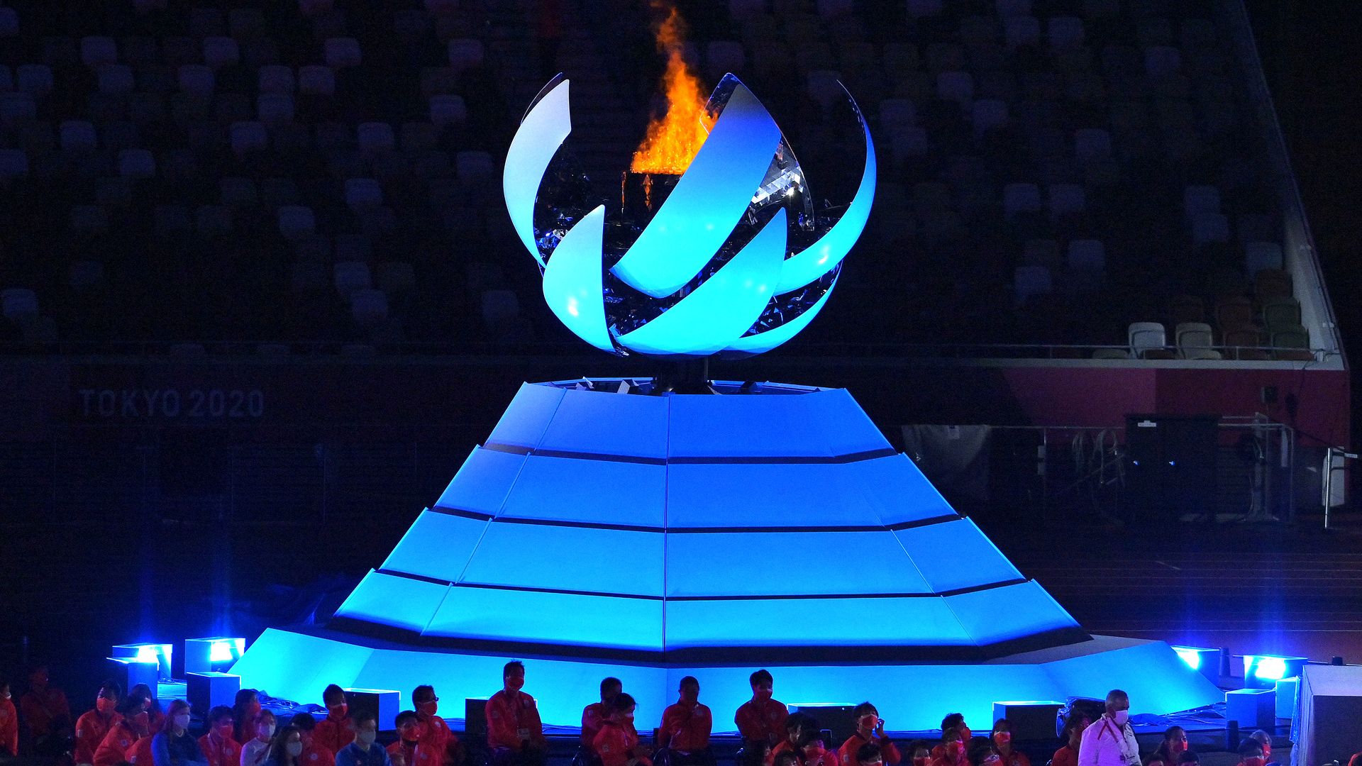 The Paralympic Flame is seen during the Closing Ceremony on day 12 of the Tokyo 2020 Paralympic Games.