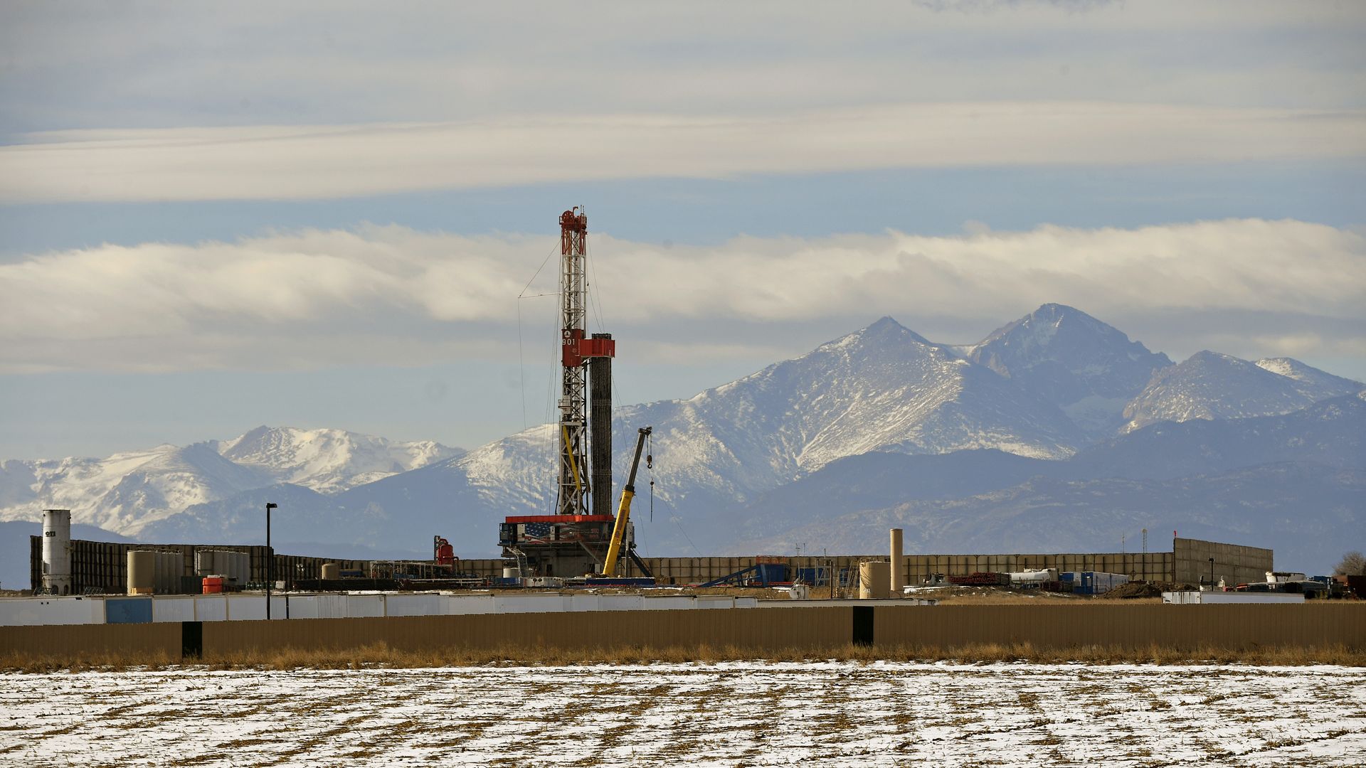 A fracking rig