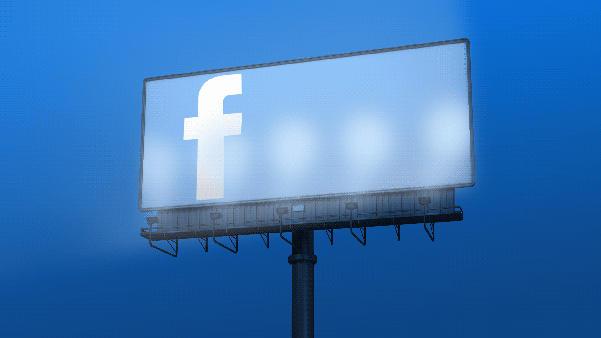 Illustration of a billboard with the facebook logo on it turning off