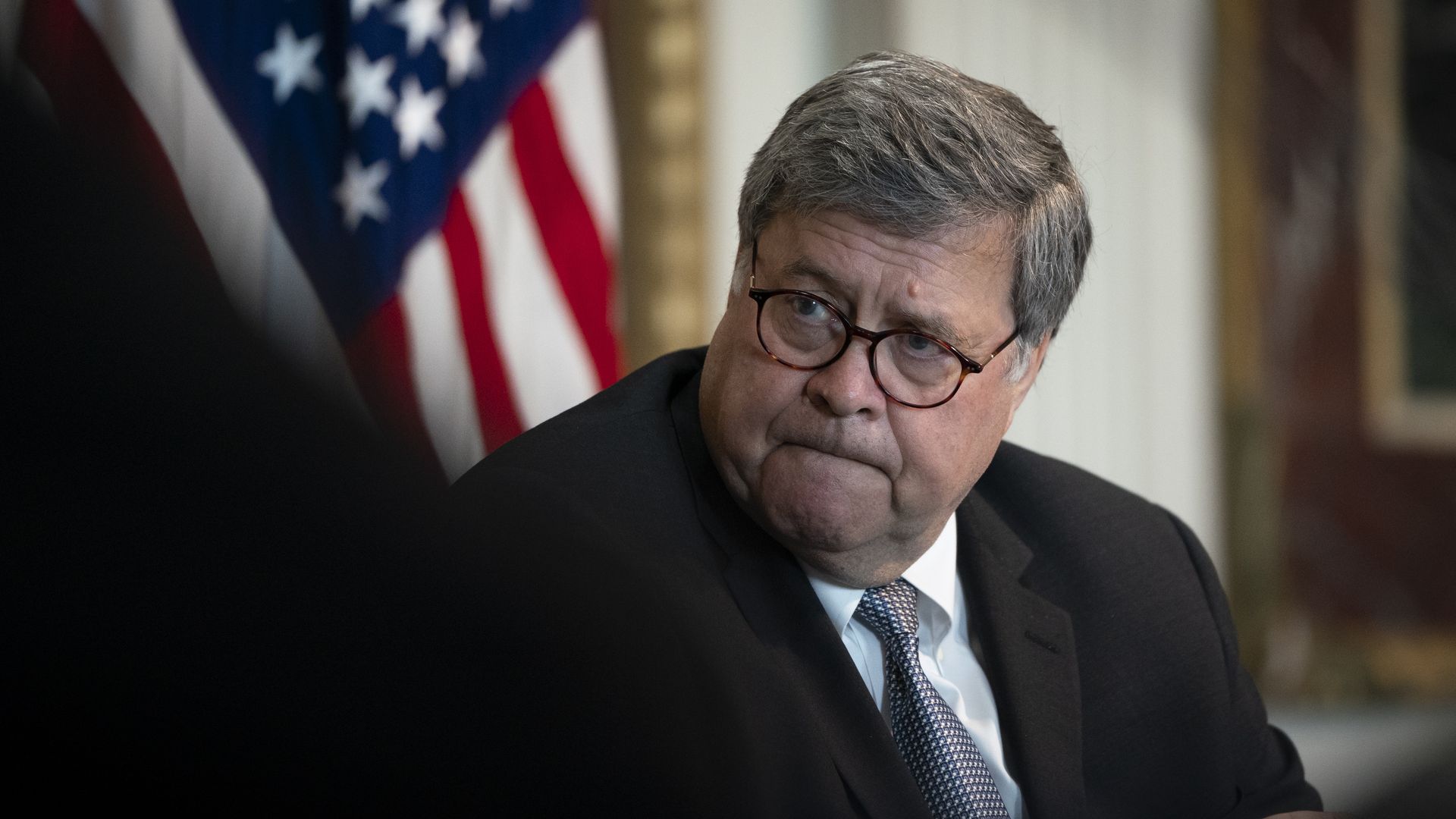 Attorney General William Barr during an event in the Indian Treaty Room of the Eisenhower Executive Office Building on August 4, 2020 in Washington, DC. 