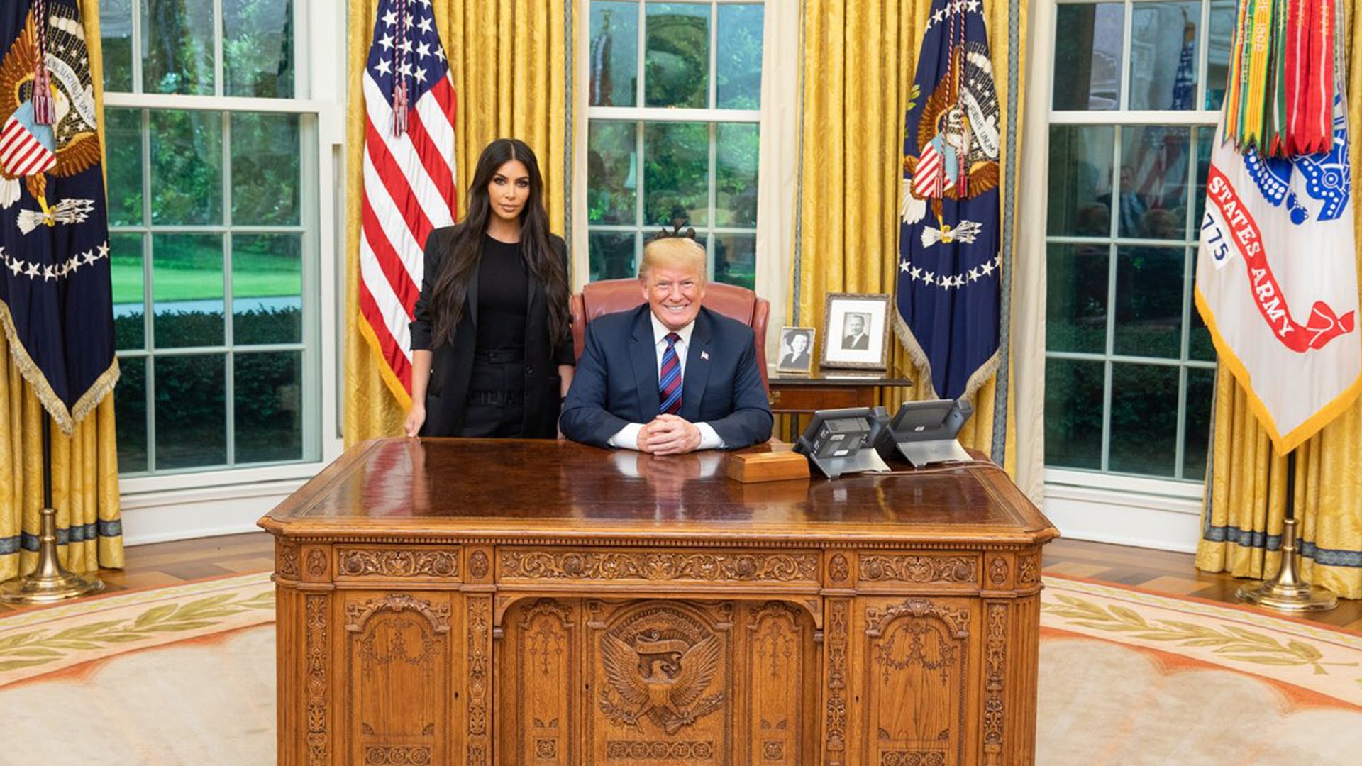 Kim Kardashian and President Trump in the Oval Office