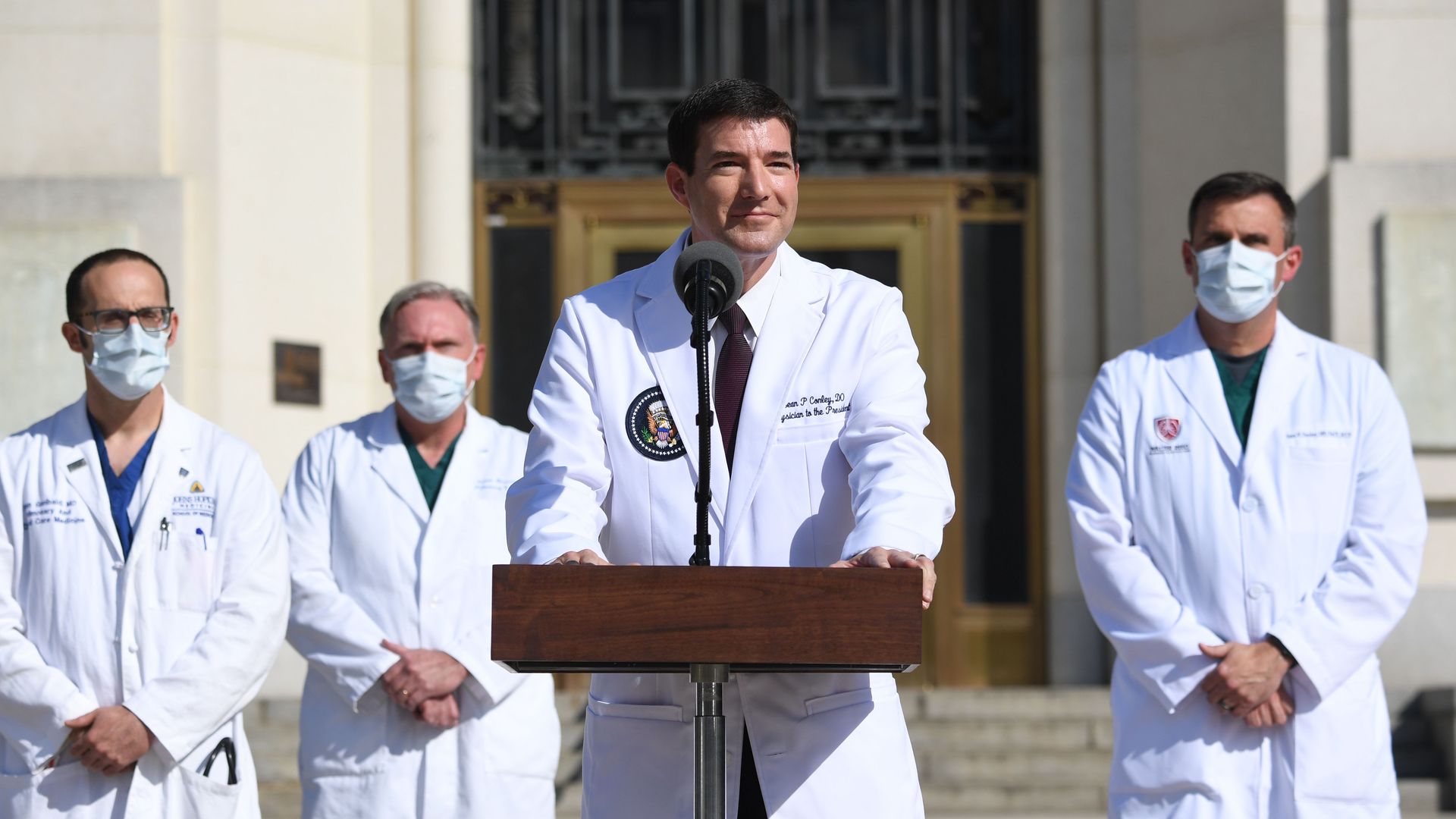 White House physician Sean Conley outside Walter Reed Medical Center on Oct. 5.