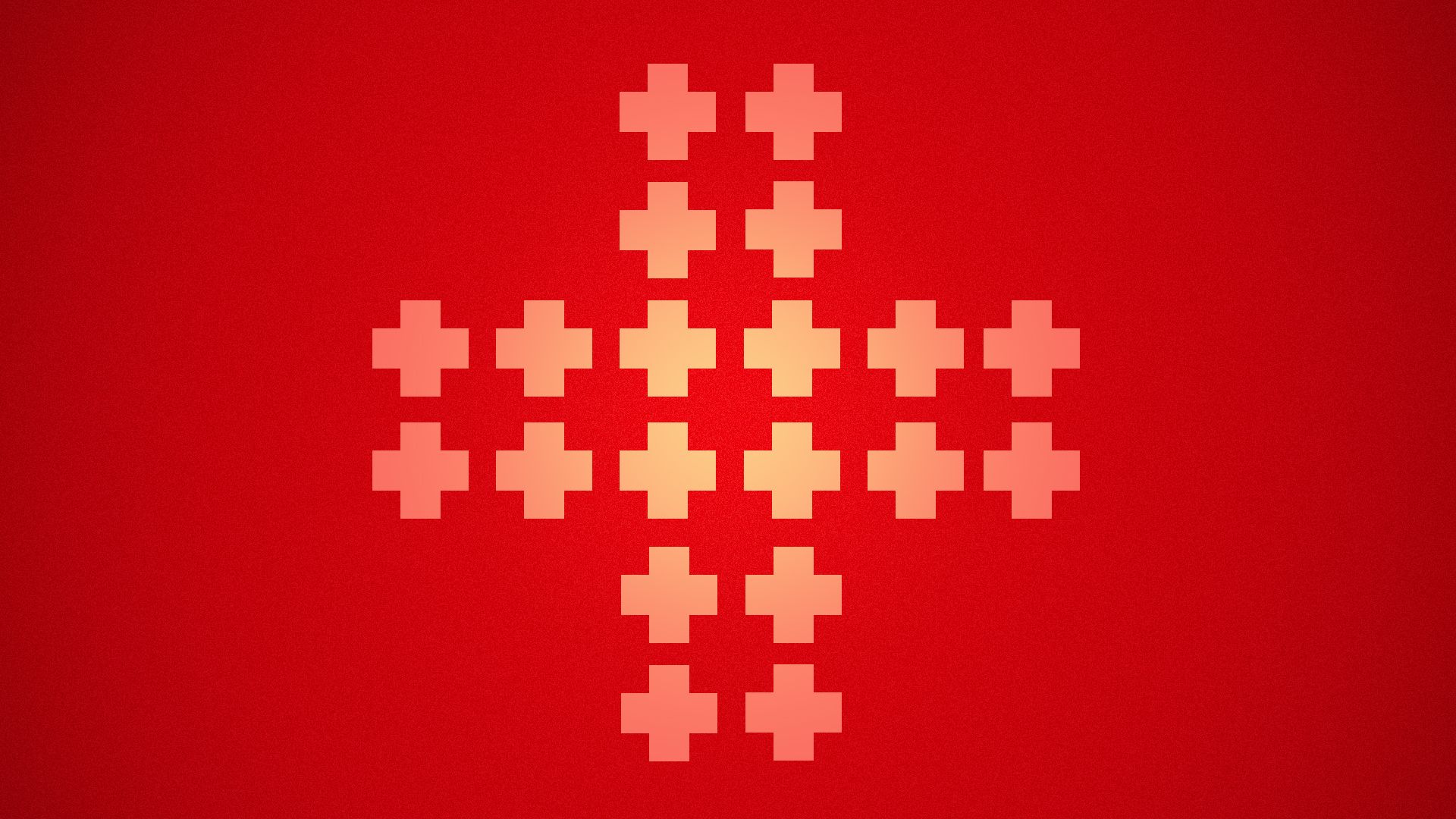 Illustration of small red crosses forming a larger one.