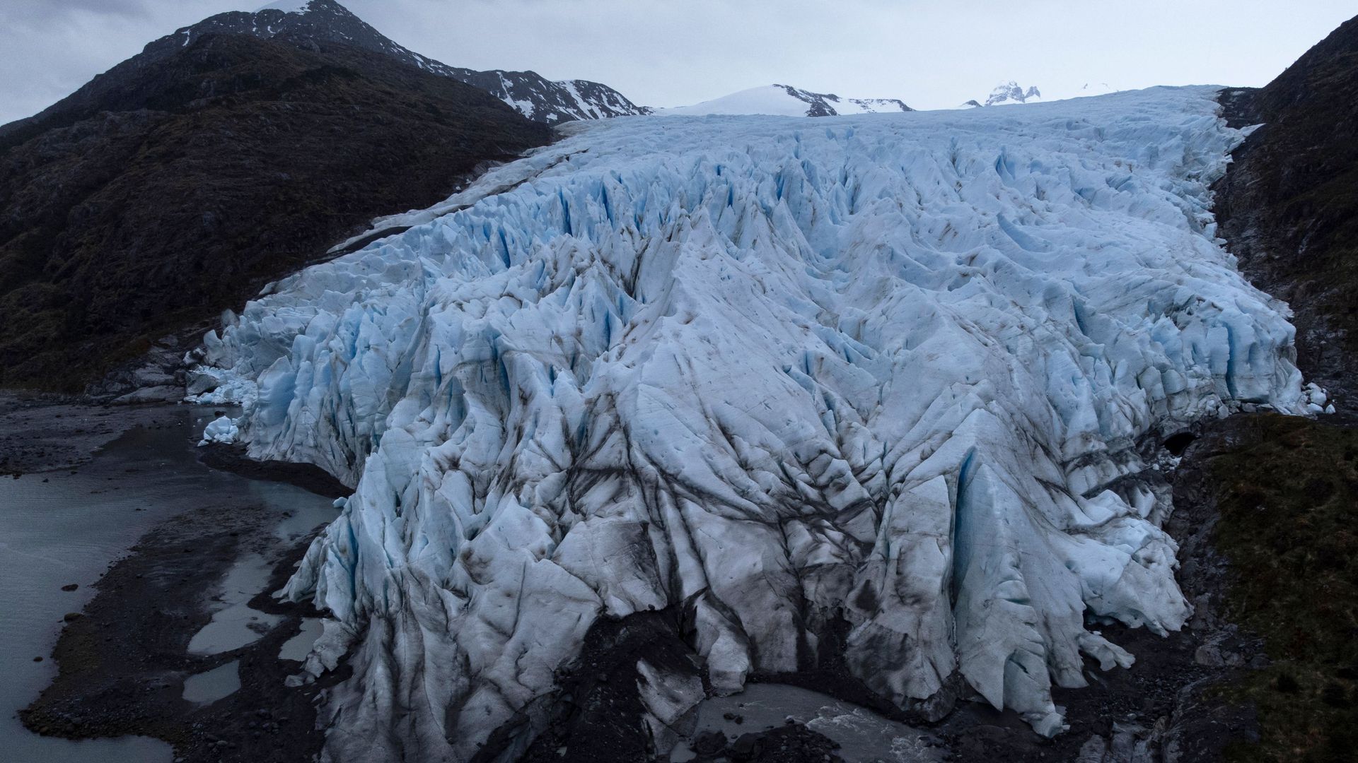 A view of the Fouque glacier, located in southern Chile's Magallanes, region in November 2021. Photo: Nicolas Garcia/AFP via Getty Images