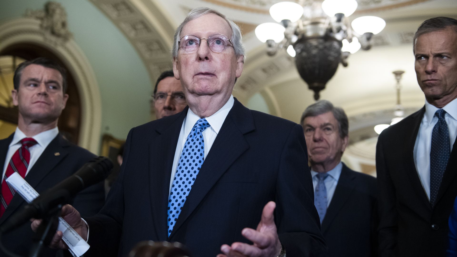 Senate Majority Leader Mitch McConnell, R-Ky., conducts a news conference after the Senate Policy luncheons in the Capitol on Tuesday, October 22, 2019