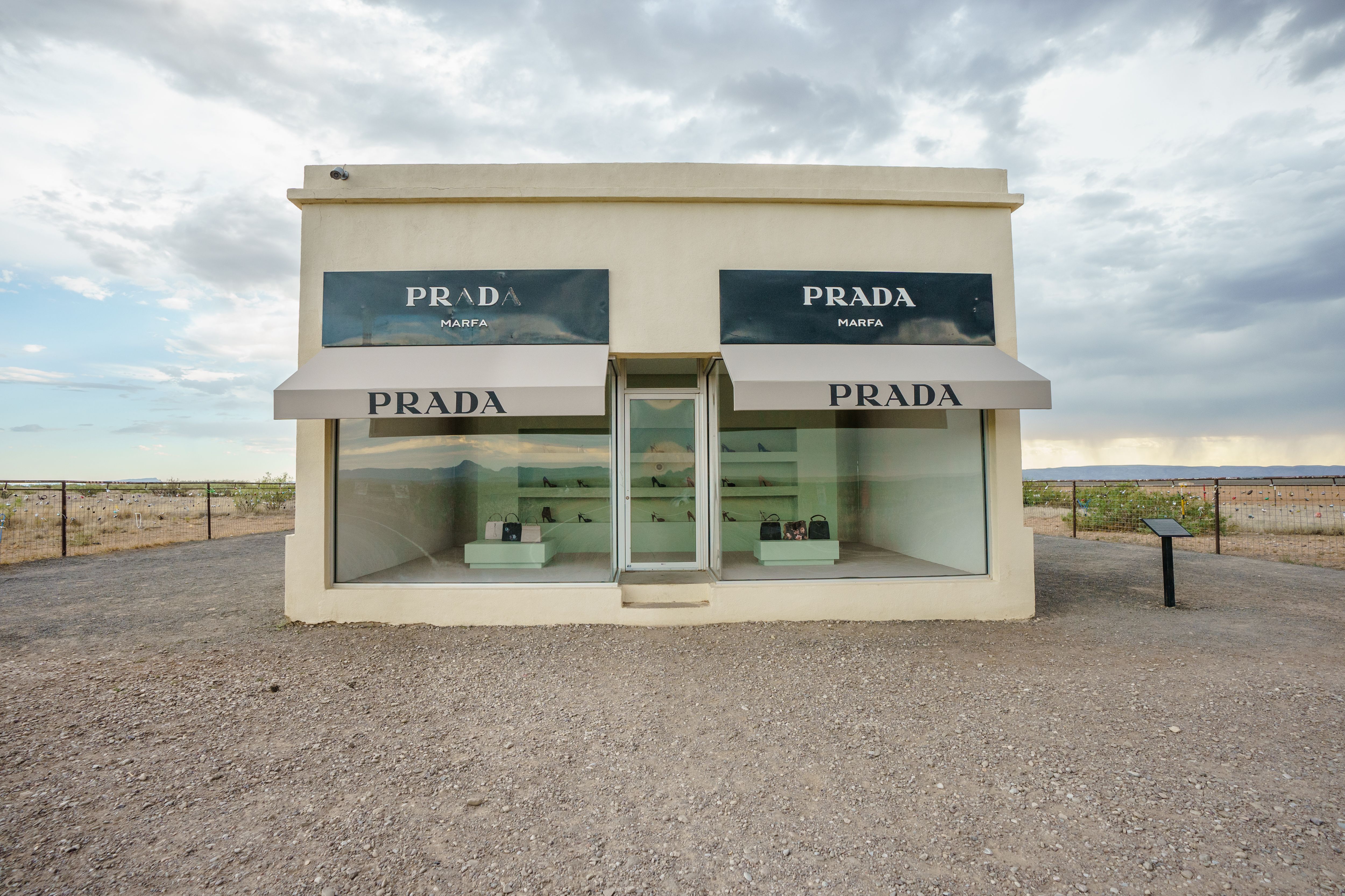 Photo shows Prada Marfa building